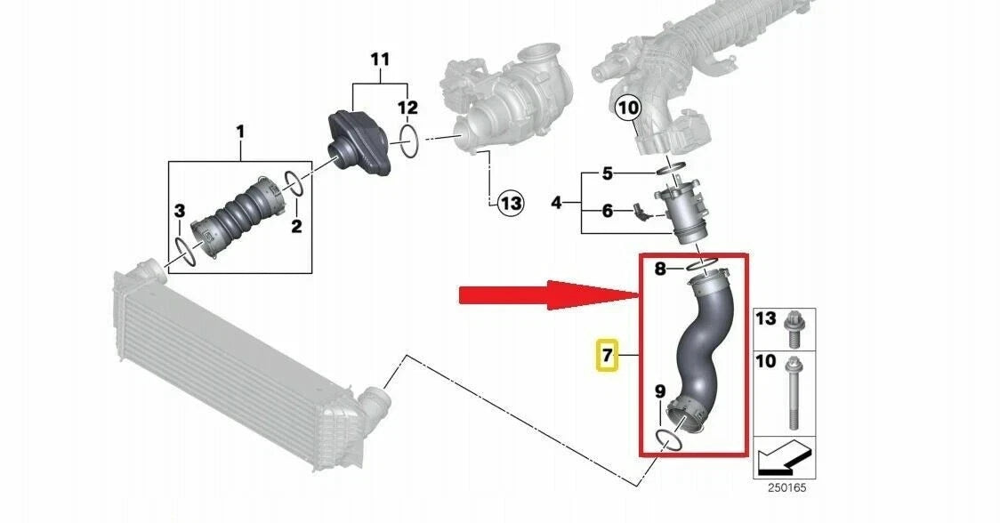 CHARGING AIR HOSE FOR BMW 5 SERIES 330D 530D 540D 730D XDRIVE G20 G21 G30 3.0