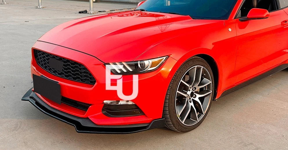 FOR FORD MUSTANG MK6 FRONT BUMPER LIP SPLITTER GLOSS BLACK KIT 2015-2017