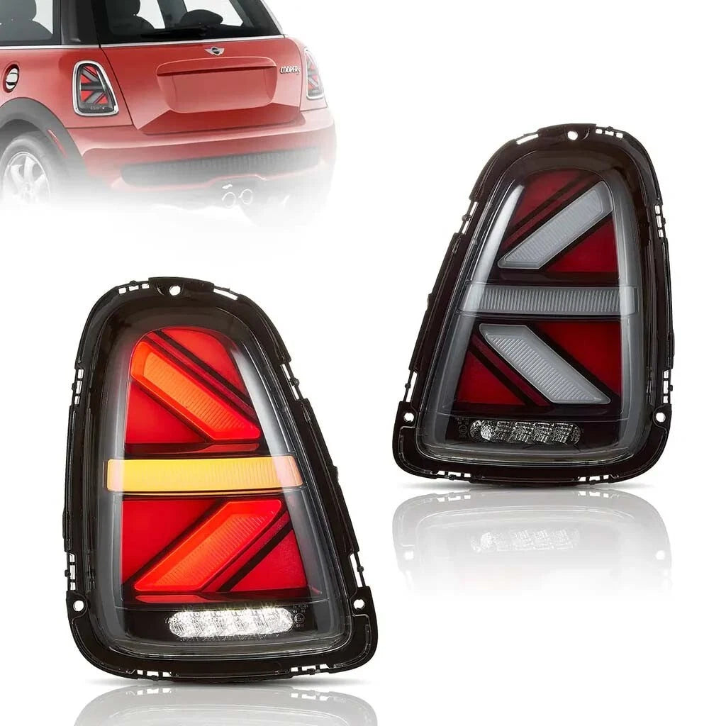 SMOKED LED REAR TAIL LAMP LIGHTS FOR MINI R56 R57 R58 R59 2007-15 UNION JACK
