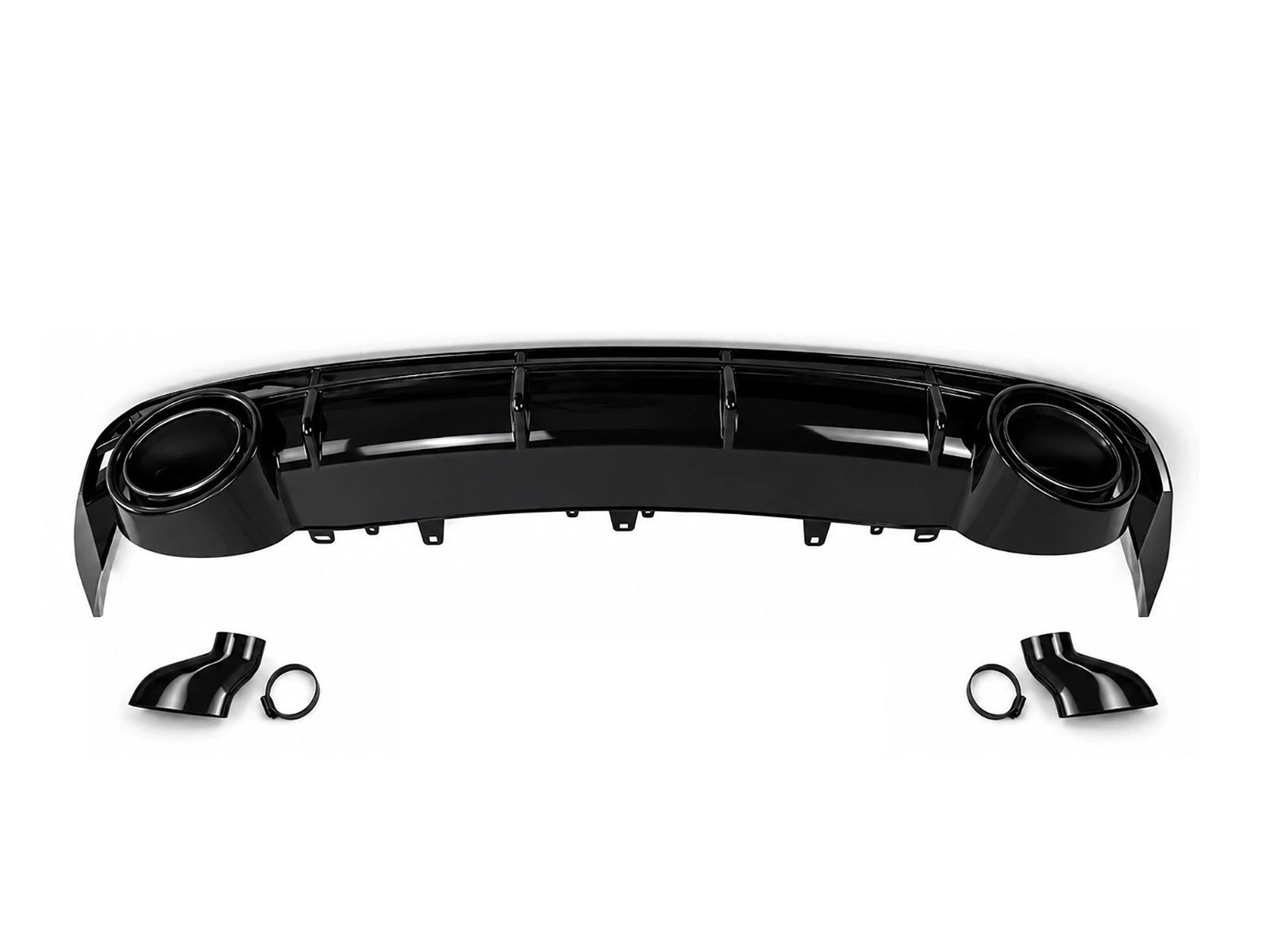 FOR AUDI A6 C7 SE STANDARD RS6 LOOK LCI GLOSS BLACK REAR DIFFUSER TAILPIPE 15-18