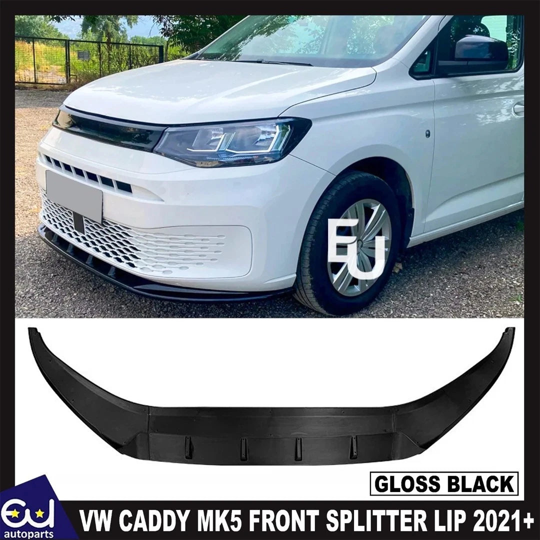 FOR VW CADDY MK5 FRONT LIP SPLITTER LIP SPOILER GLOSS BLACK 2021+