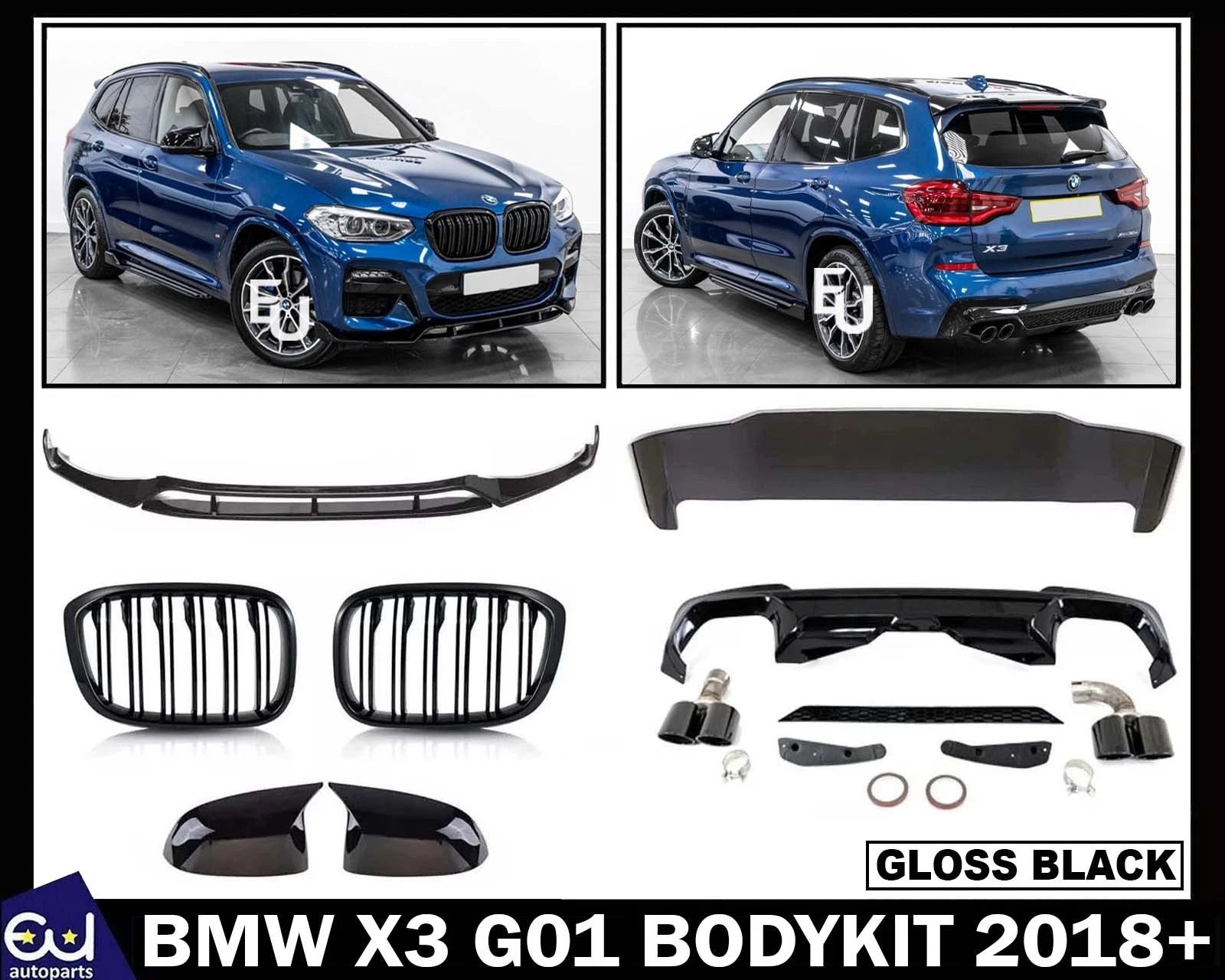 BODYKIT BODY KIT FOR BMW X3 G01 X3M FRONT SPLITTER REAR DIFFUSER SPOILER 2018+