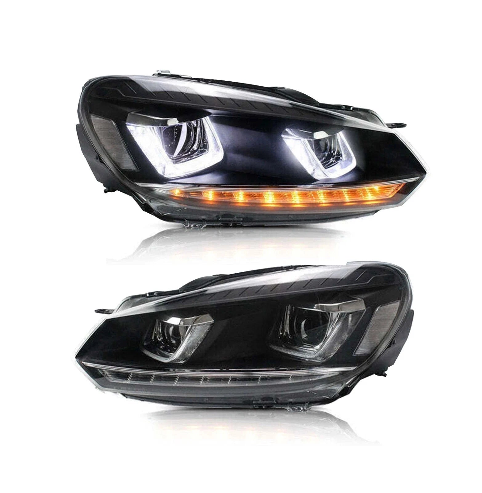 FOR VW GOLF MK6 LED HEADLIGHT SMOKED REAR TAIL LIGHTS LAMP SET 08-13 SEQUENTIAL
