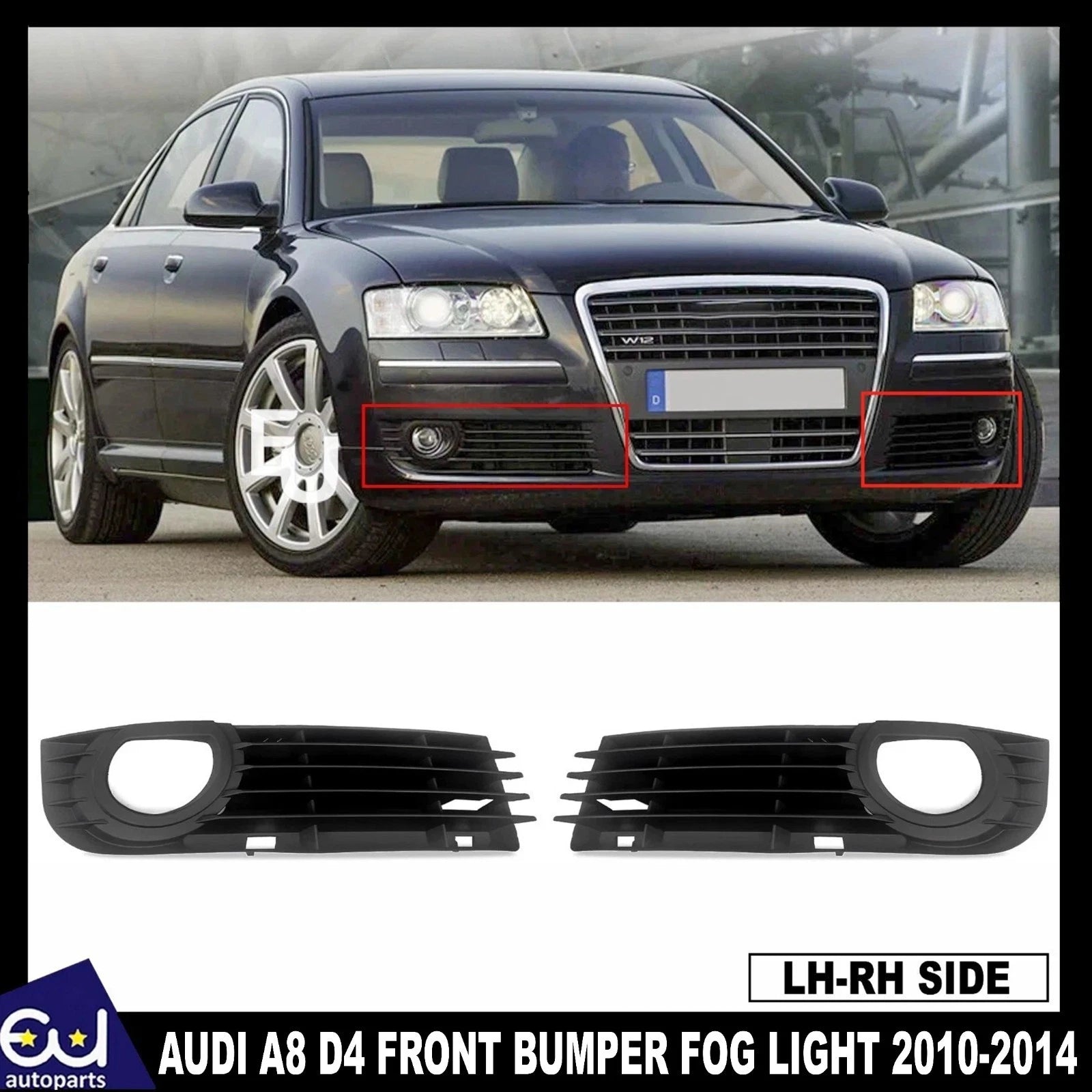 FOR AUDI A8 D4 2010-2014 FRONT BUMPER FOG LIGHT LAMP GRILLE COVER BEZEL 2X PAIR