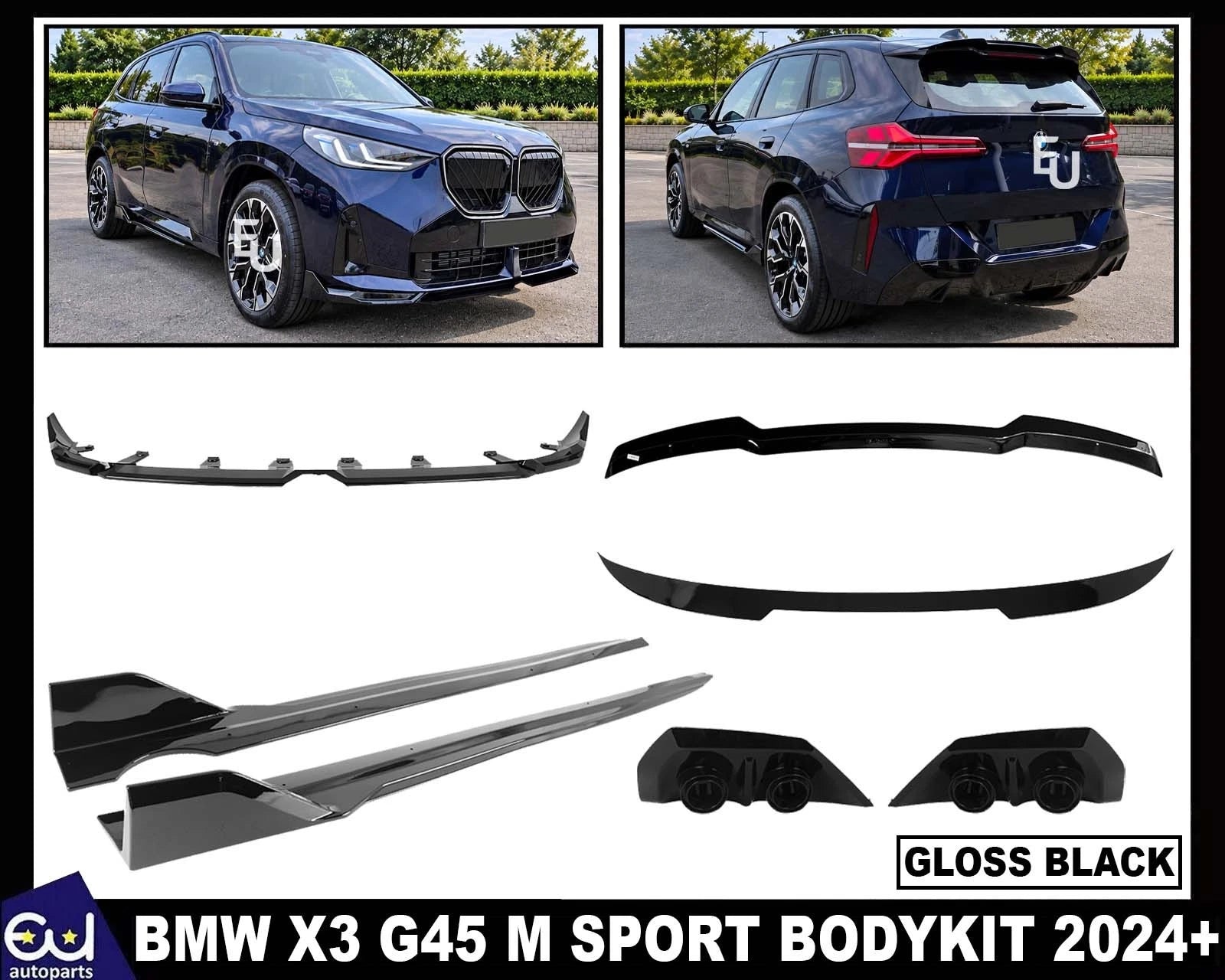 FOR BMW X3 G45 M SPORT FRONT SPLITTER REAR SPOILER EXHAUST SKIRT COVERS BODYKIT