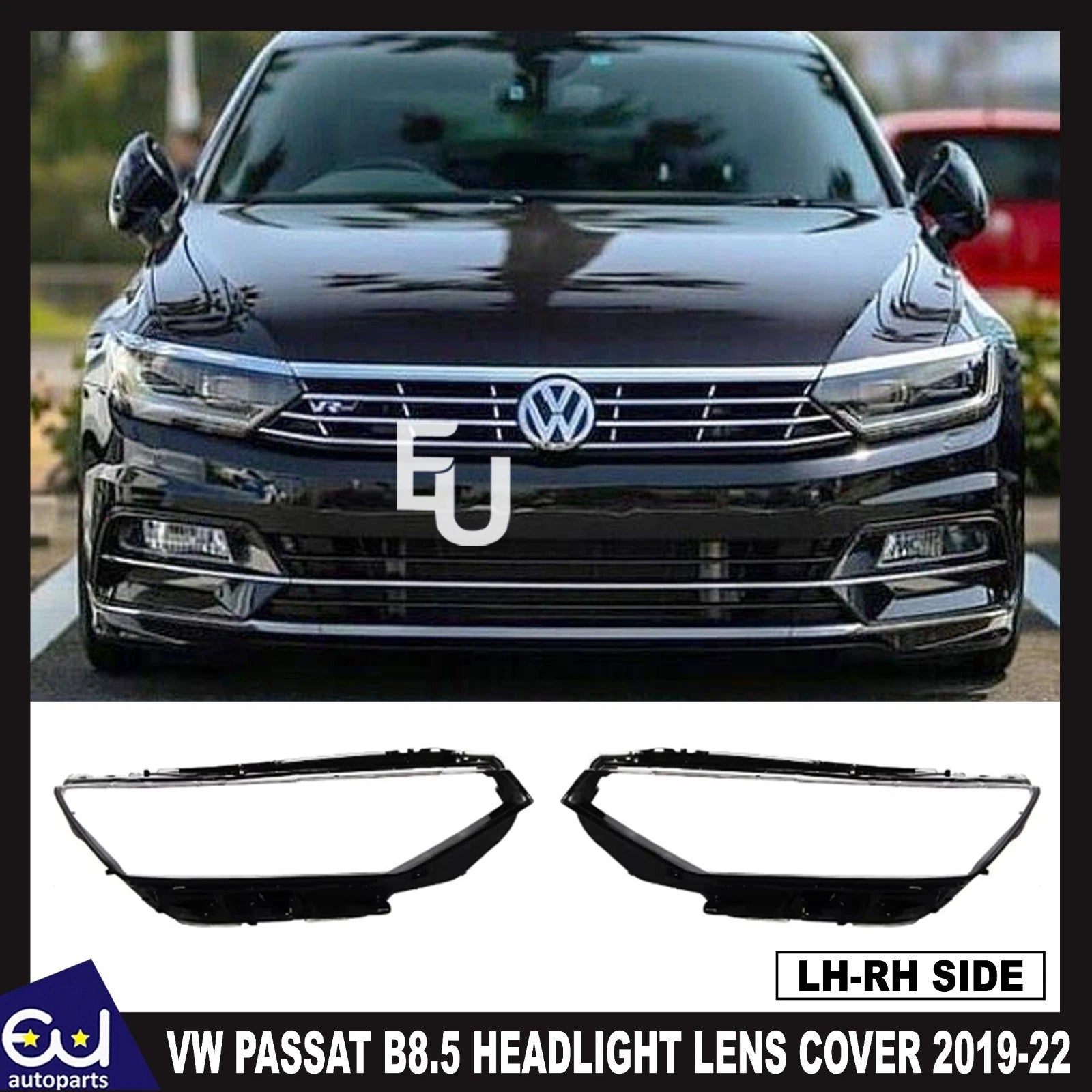 FOR VW PASSAT B8.5 CLEAR HEADLIGHT COVER LENS SHELL LAMPSHADE PAIR FRONT 19-22
