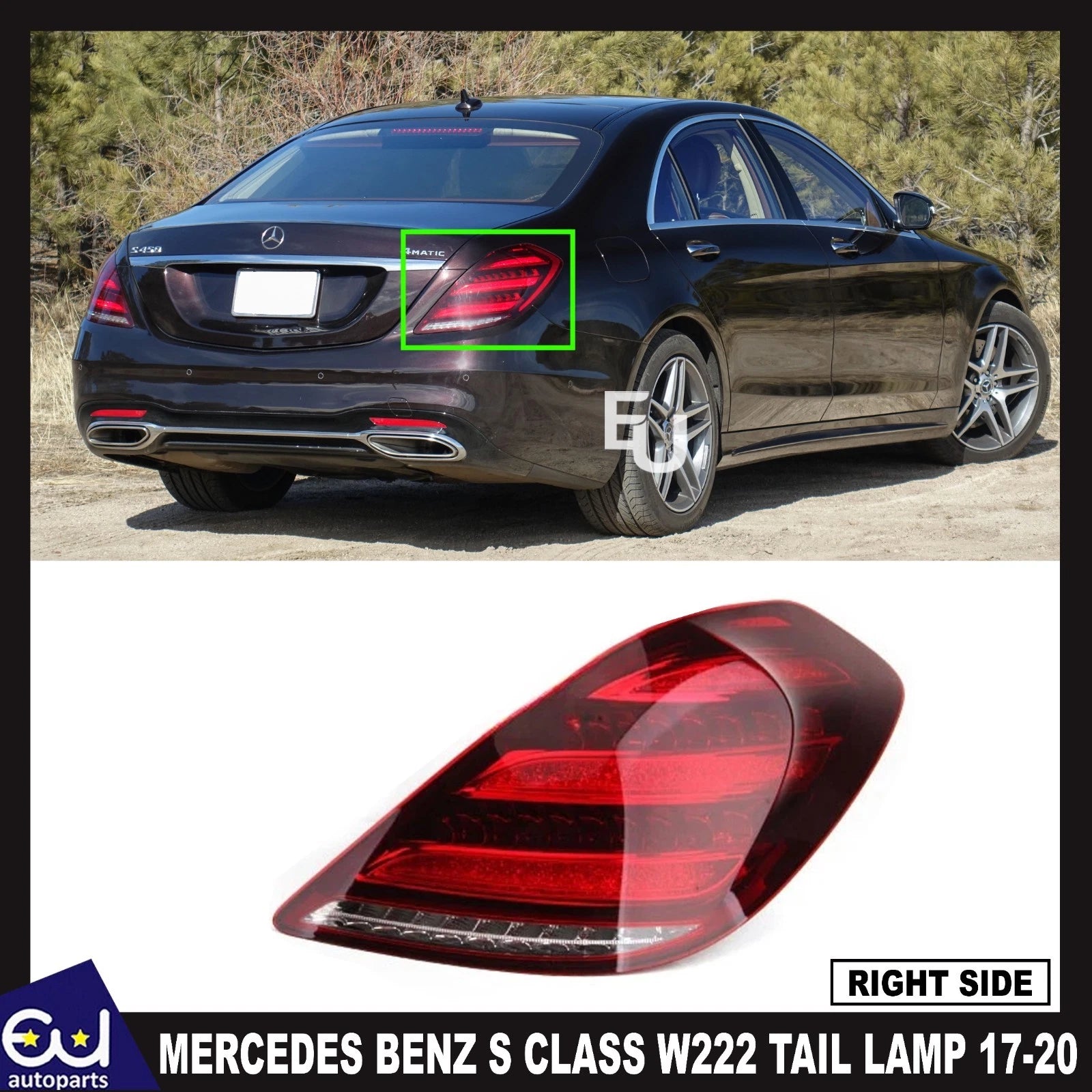 FOR MERCEDES BENZ S CLASS W222 RIGHT DRIVER SIDE LED REAR TAIL LIGHT LAMP 17-20