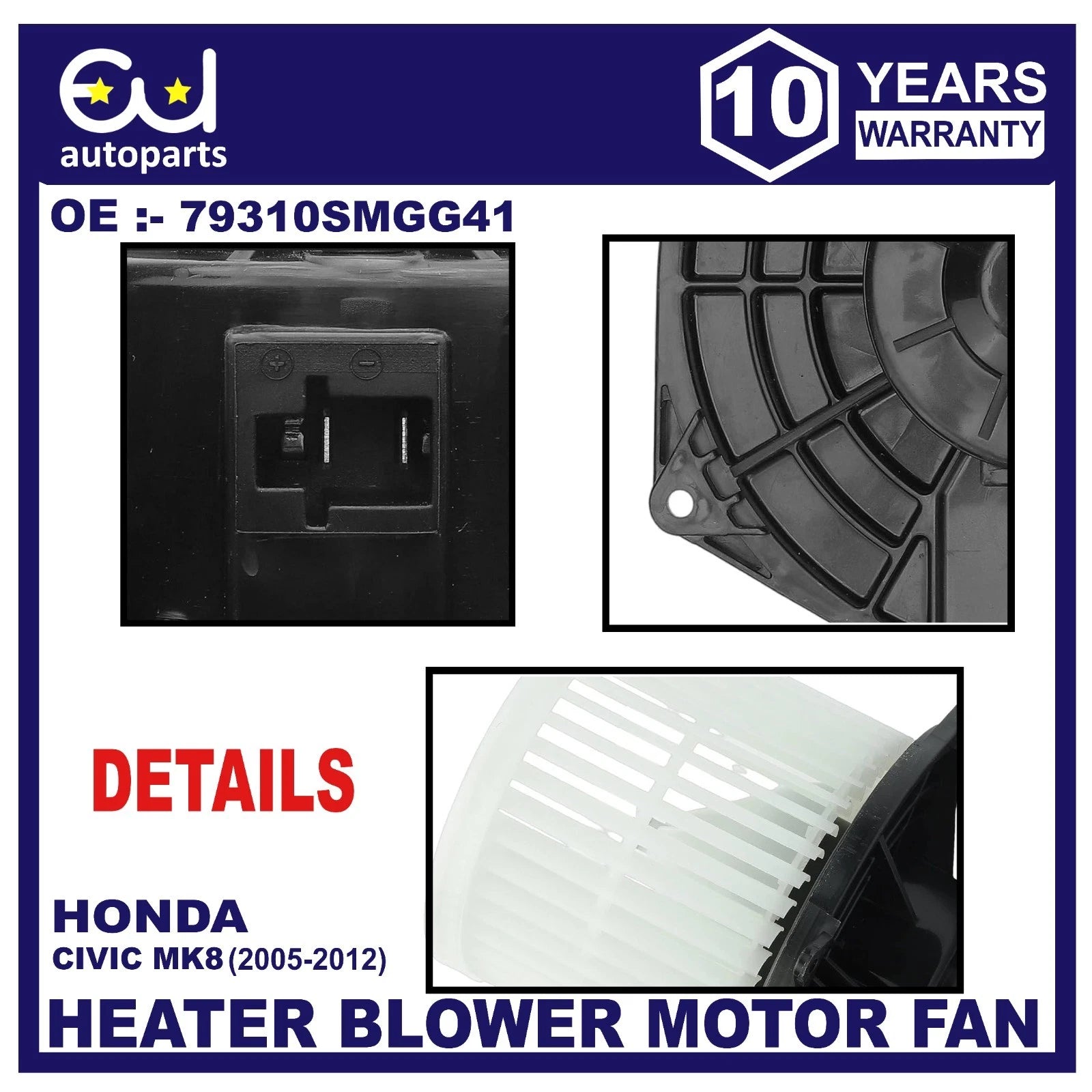 NEW HEATER BLOWER MOTOR FAN FOR HONDA CIVIC MK8 VIII 1.4 1.8 2.2 79310SMGG41