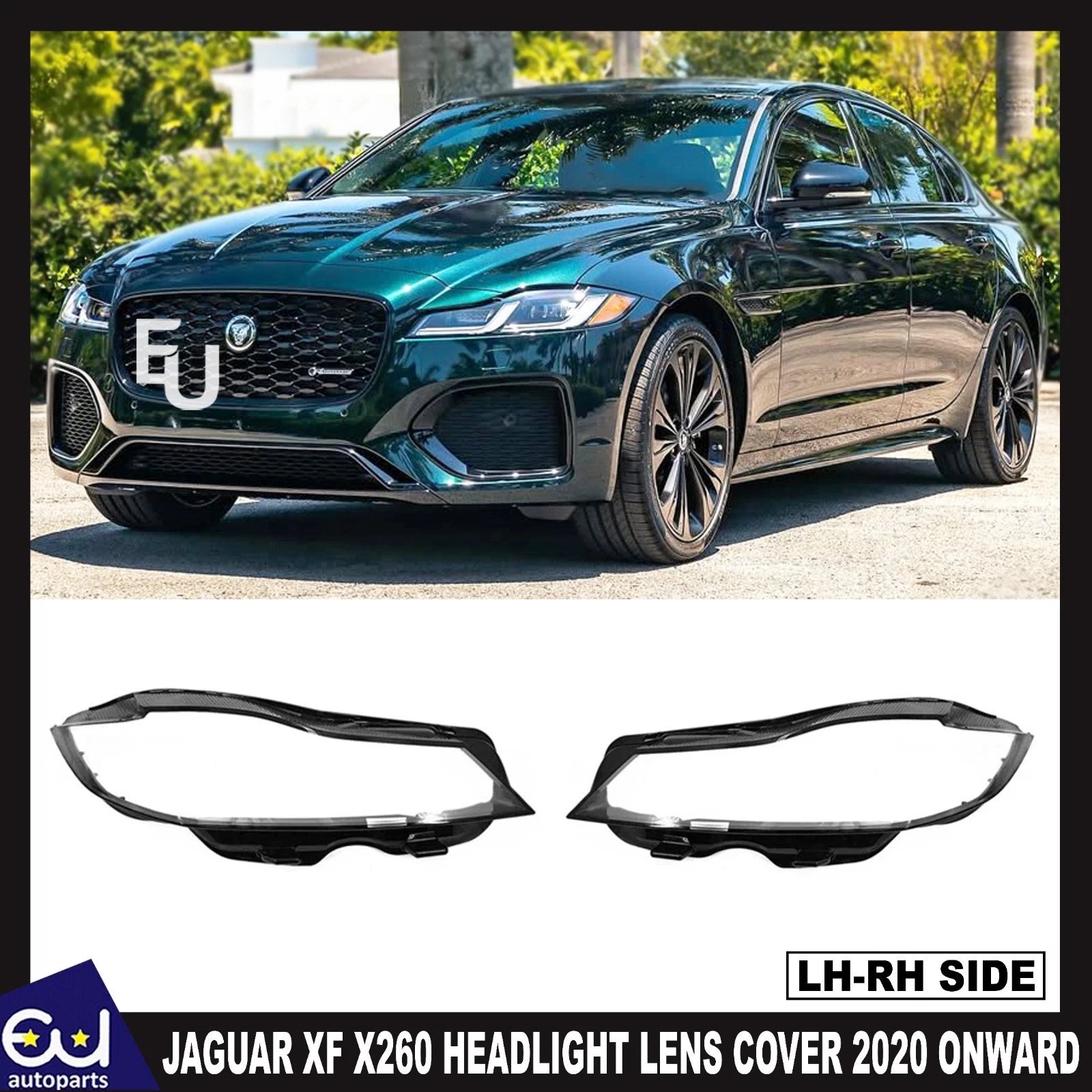 FOR JAGUAR XF X260 2X LEFT RIGHT SIDE PAIR HEADLIGHT LENS COVER LAMP 2020 ONWARD