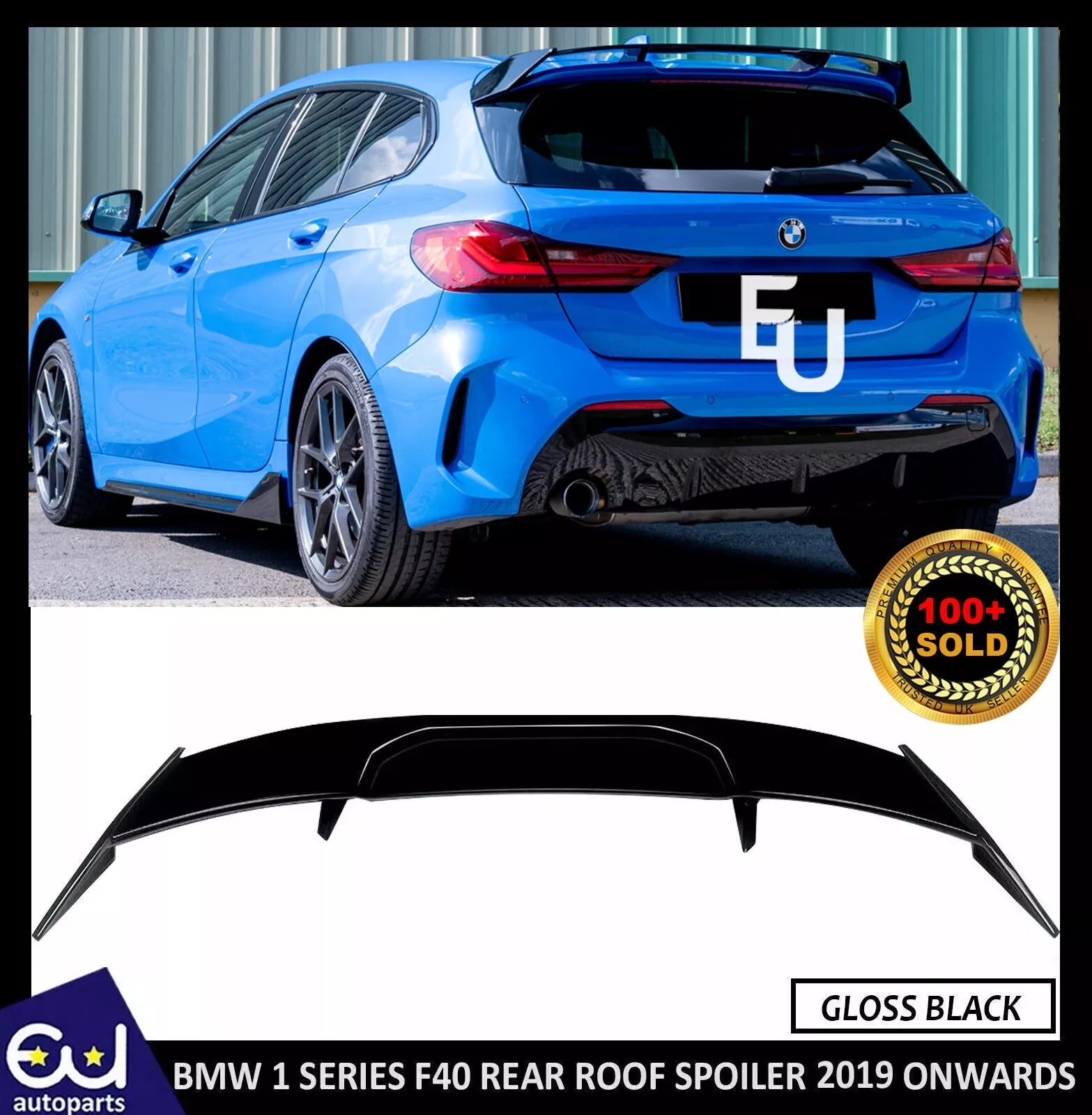 FOR BMW 1 SERIES F40 2019+ REAR ROOF LIP SPOILER WING MP STYLE GLOSS BLACK