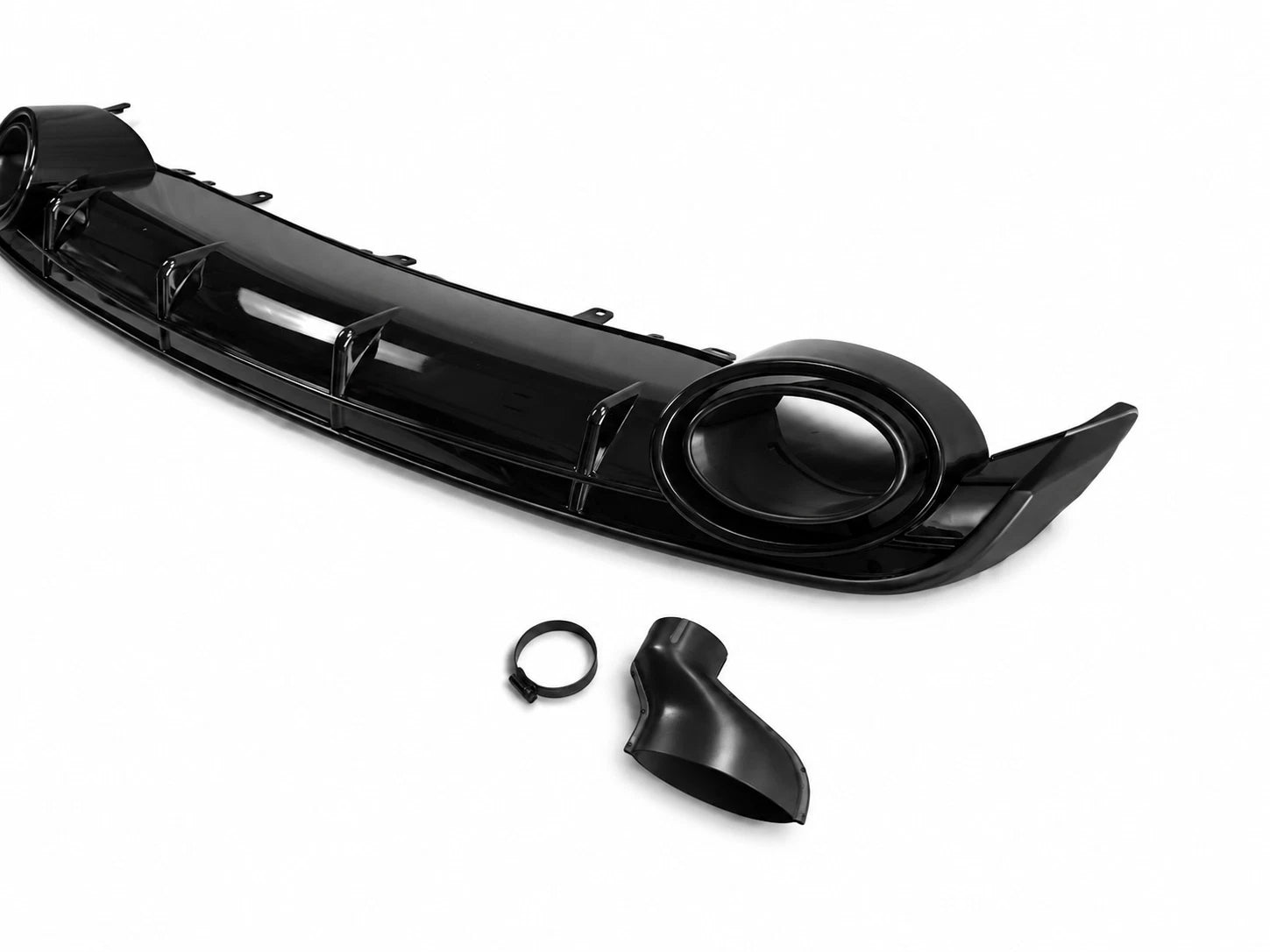 FOR AUDI A6 C7 SE STANDARD RS6 LOOK LCI GLOSS BLACK REAR DIFFUSER TAILPIPE 15-18