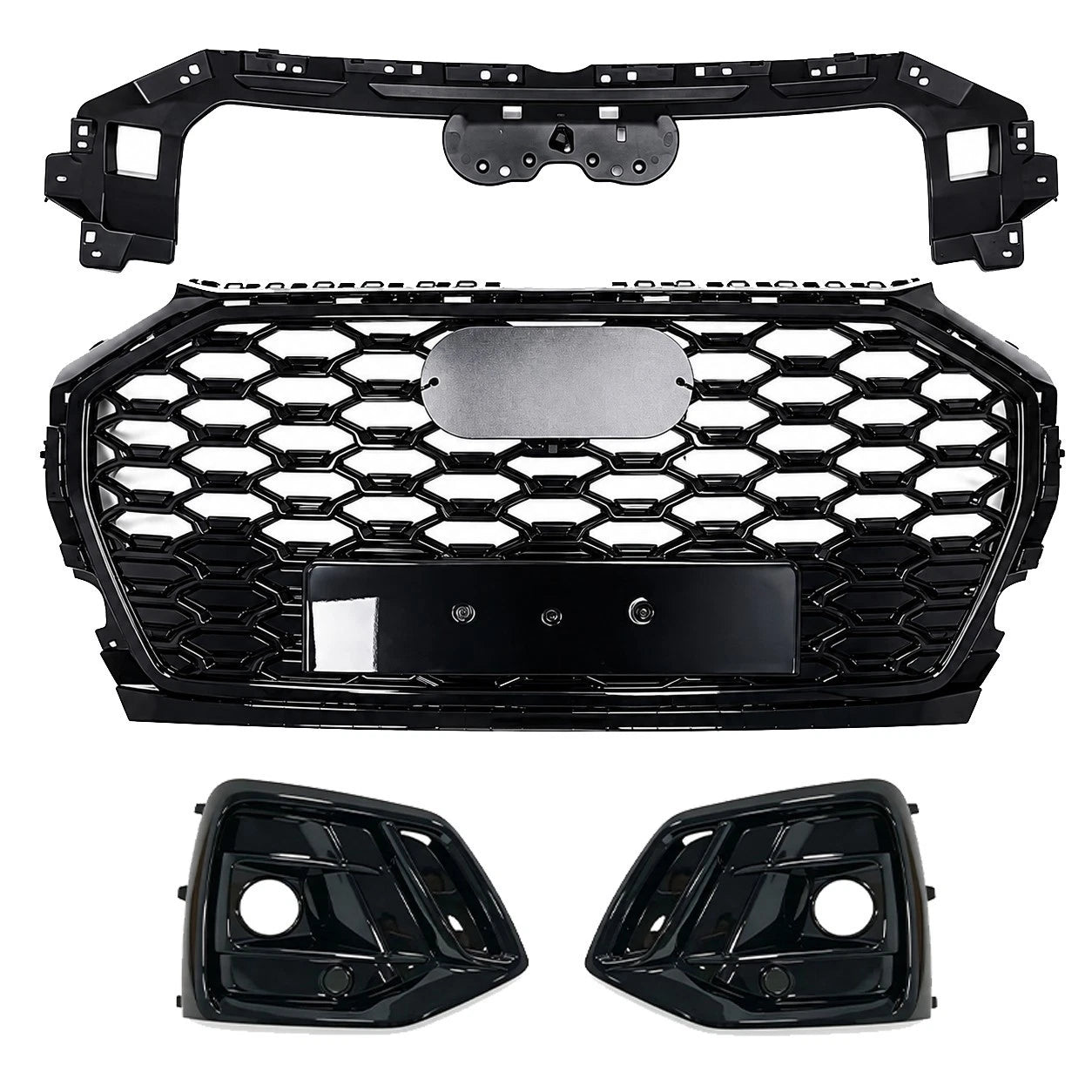RSQ5 STYLE FRONT HONEYCOMB GRILLE & FOG COVER BLACK FOR AUDI Q5 2021-2024