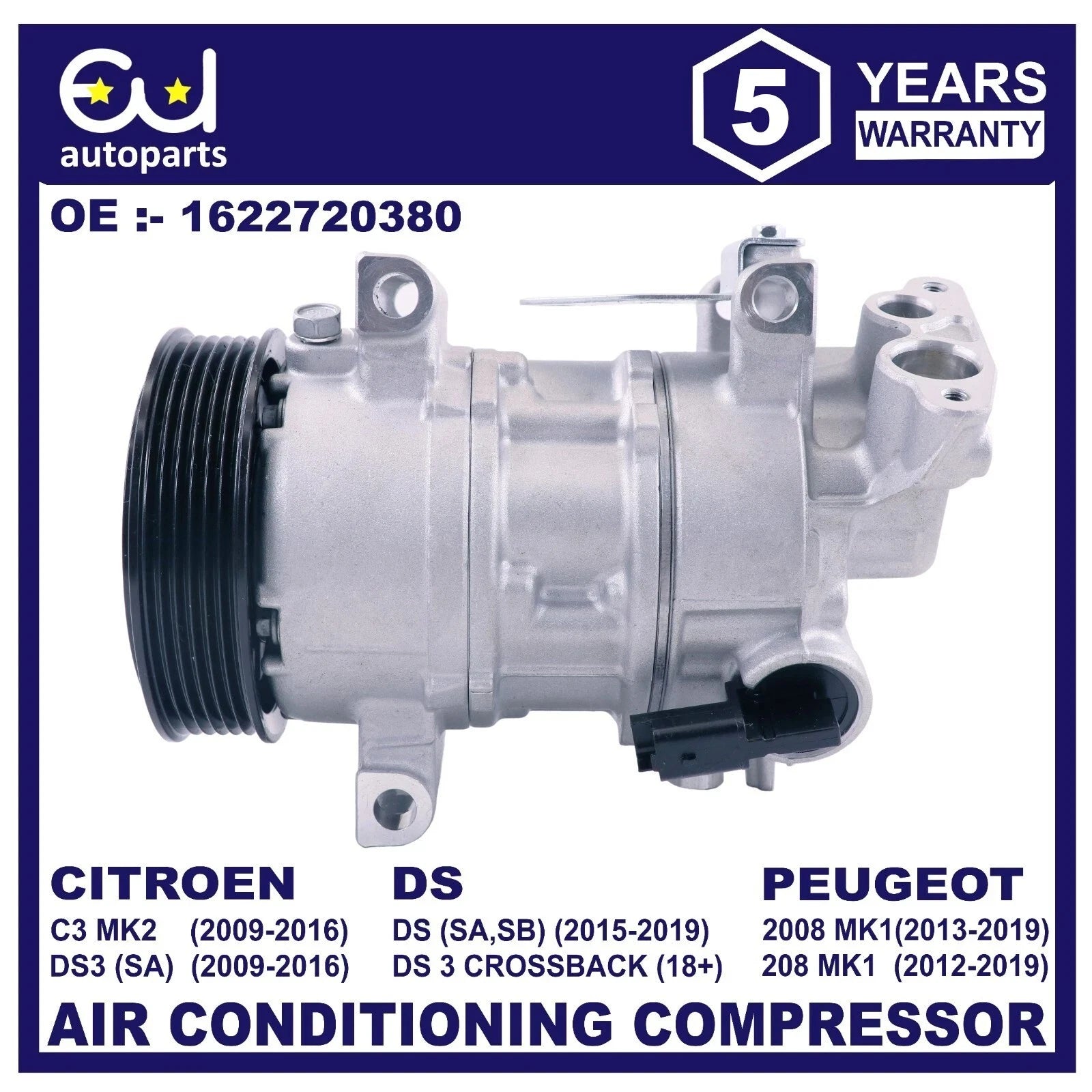 AIR CON CONDITIONING A/C COMPRESSOR PUMP FOR PEUGEOT 208 CU 2008 CA CC 1.0 1.2L