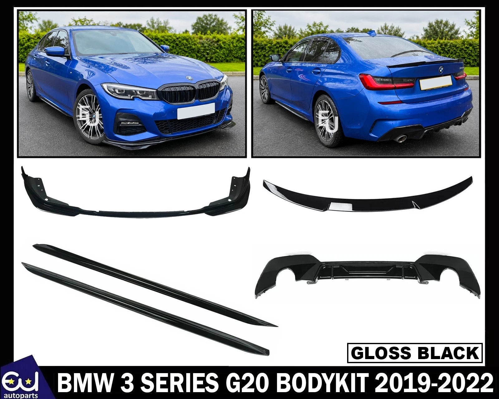 FOR BMW 3 SERIES G20 BODY KIT BODYKIT FRONT SPLITTER LIP REAR DIFFUSER SPOILER