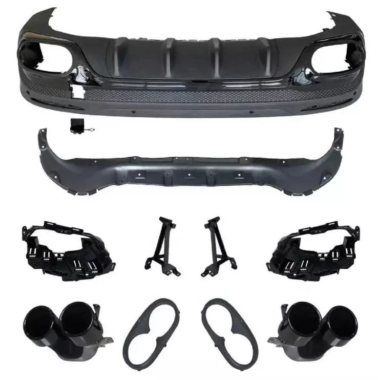 FOR MERCEDES GLB X247 AMG GLB45 STYLE REAR DIFFUSER VALANCE & BLK TAILPIPES 19+