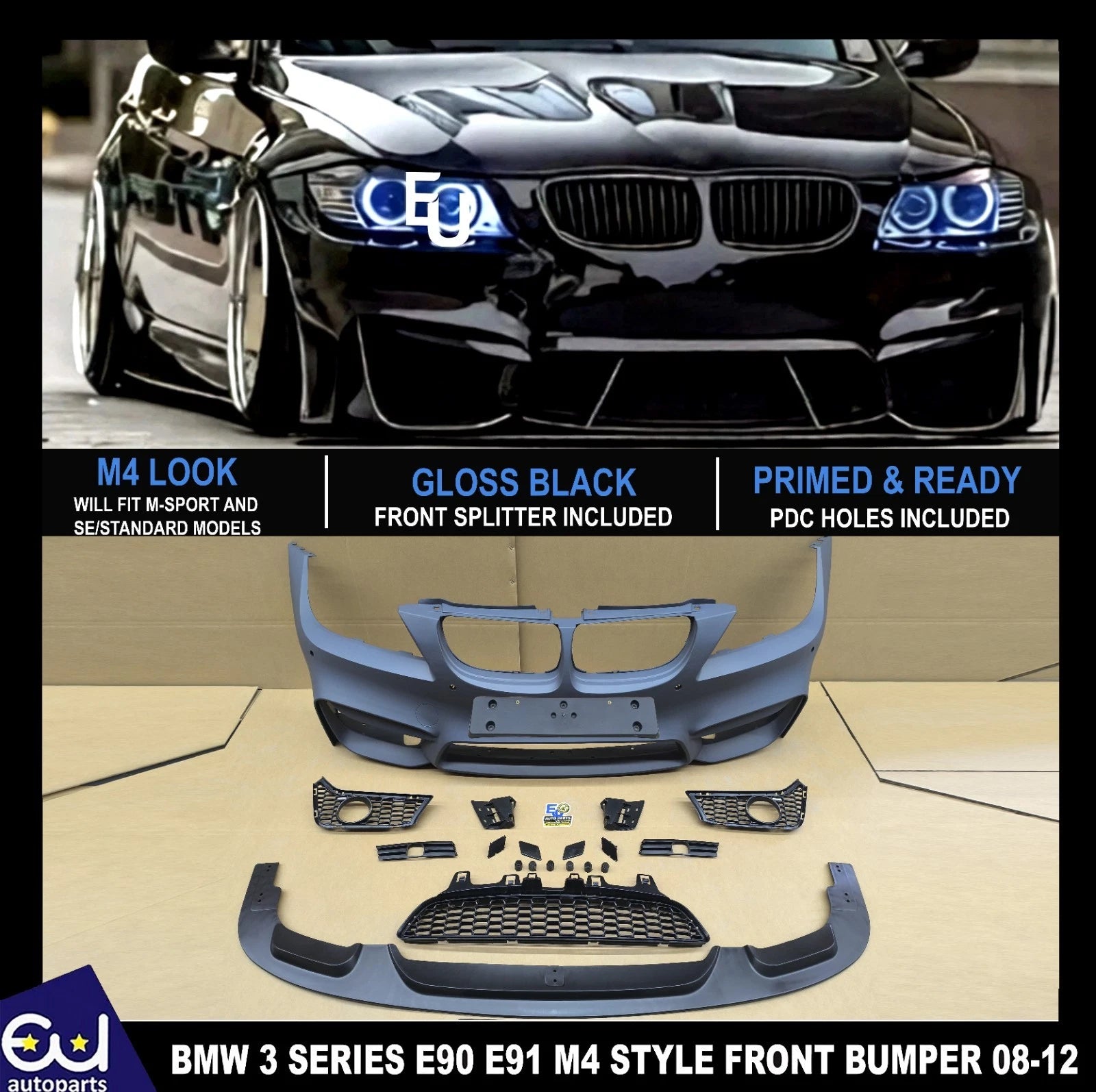 FOR BMW 3 SERIES E90 E91 SALOON TOURING M4 STYLE FRONT BUMPER LCI FACELIFT 08-11