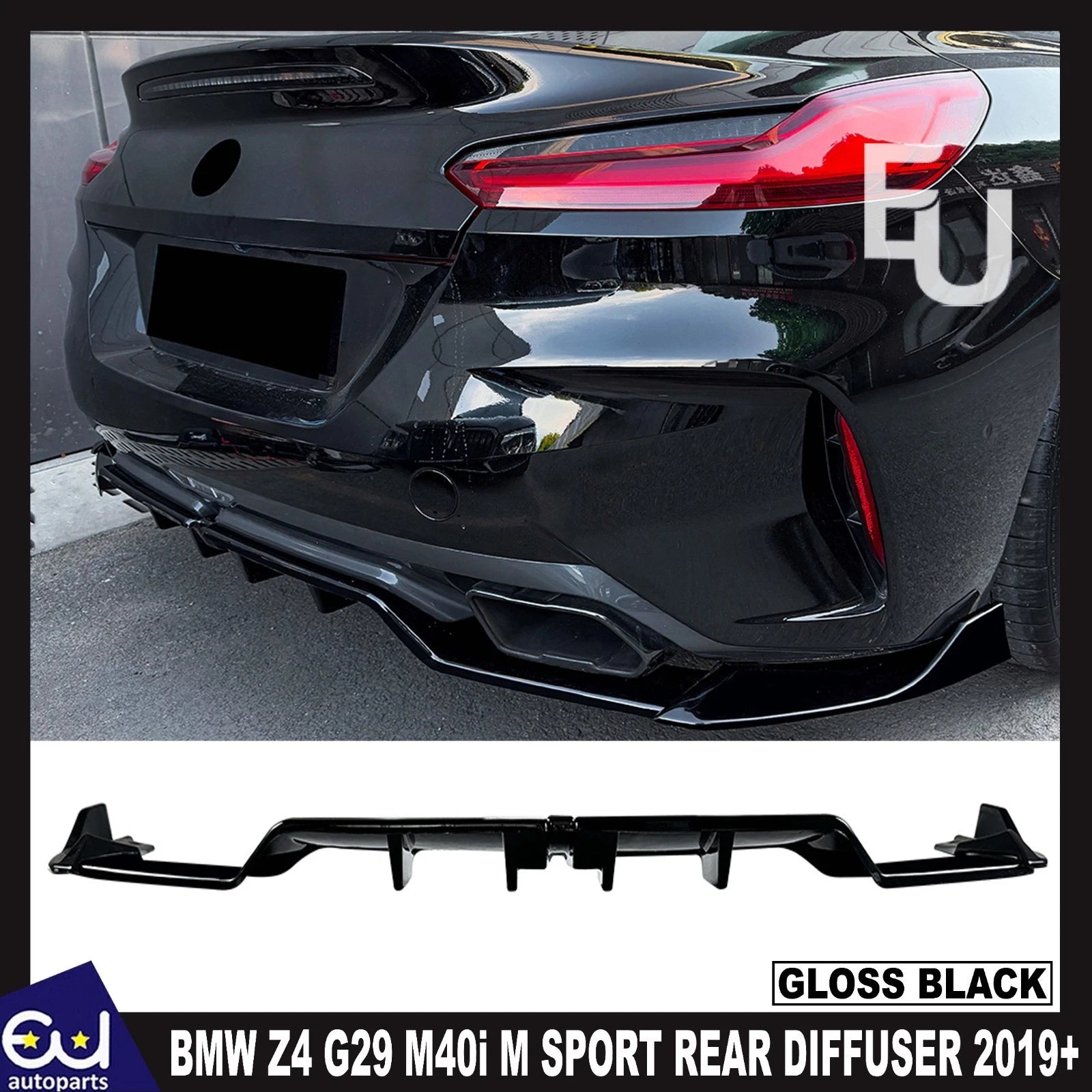 FOR BMW Z4 G29 M40i M SPORT REAR DIFFUSER BUMPER SPOILER LIP GLOSS BLACK 2019+
