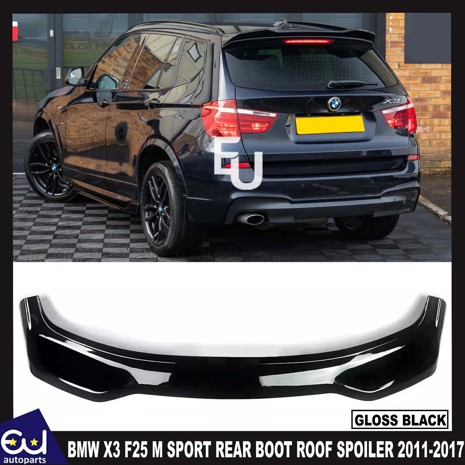 REAR BOOT ROOF SPOILER LIP M SPORT STYLE GLOSS BLACK FOR BMW X3 F25 2011-2017
