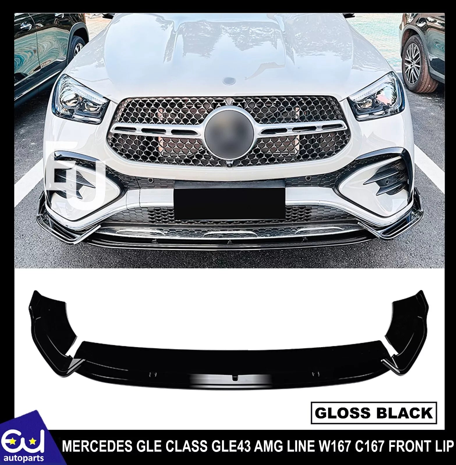 FOR MERCEDES GLE CLASS GLE43 AMG LINE W167 C167 FRONT LIP SPLITTER SPOILER GLOSS