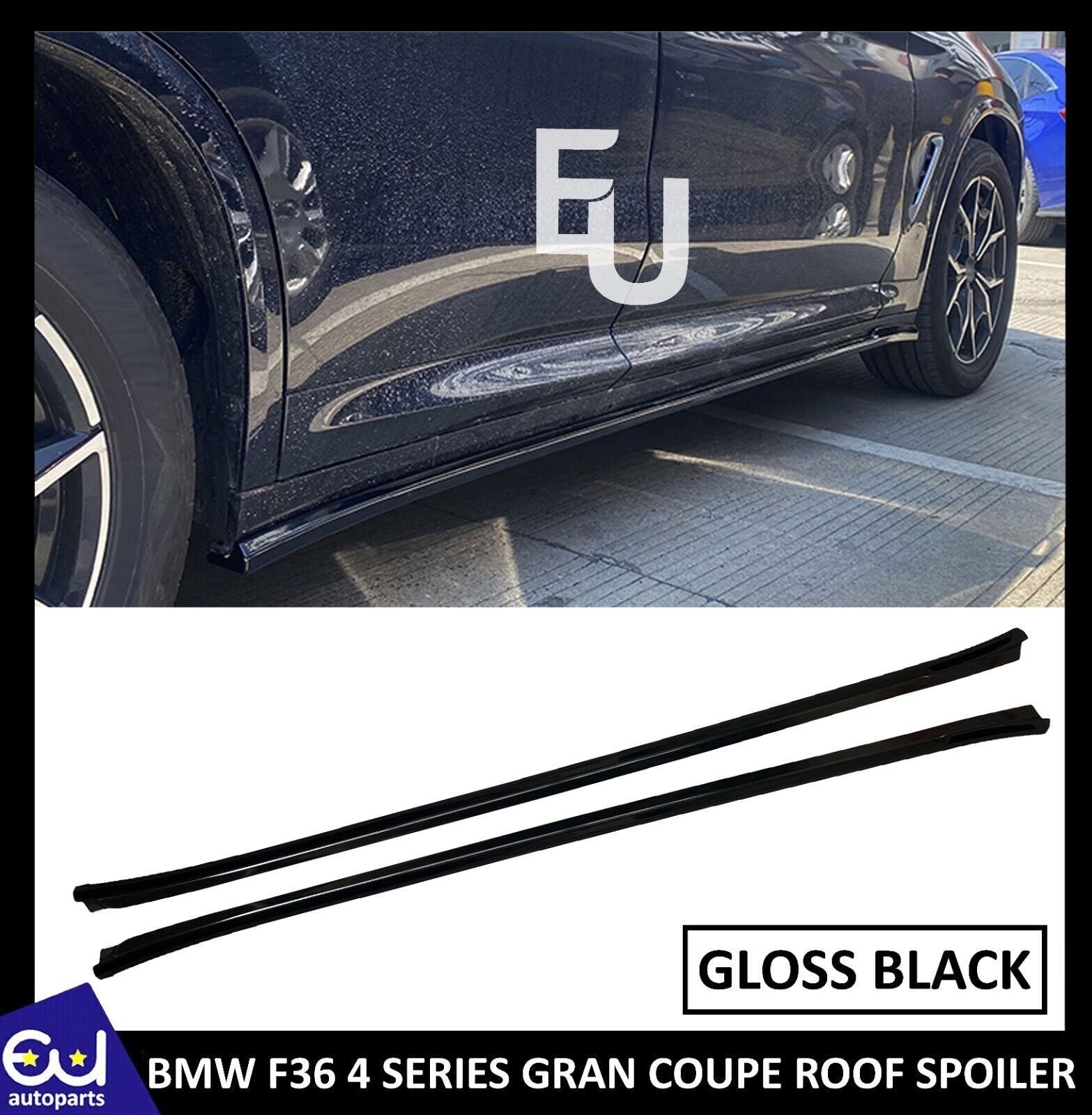GLOSSY BLACK SIDE SKIRTS EXTENSION BLADES LIP SPOILER FOR BMW X1 F48 2016-2022