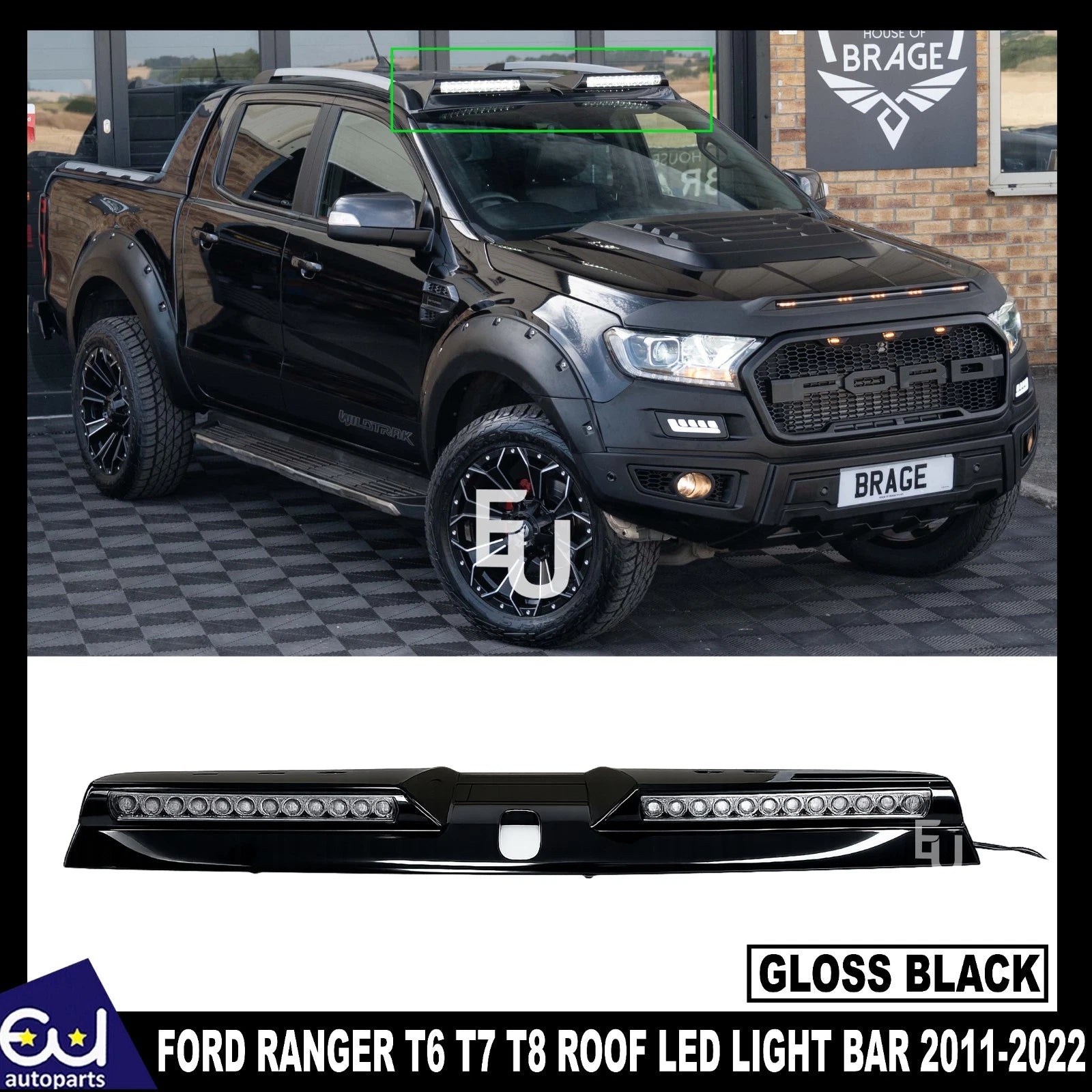 FOR FORD RANGER T6 T7 T8 2011-2022 ROOF LIGHT POD BAR LED LAMP OFF ROAD SPOILER
