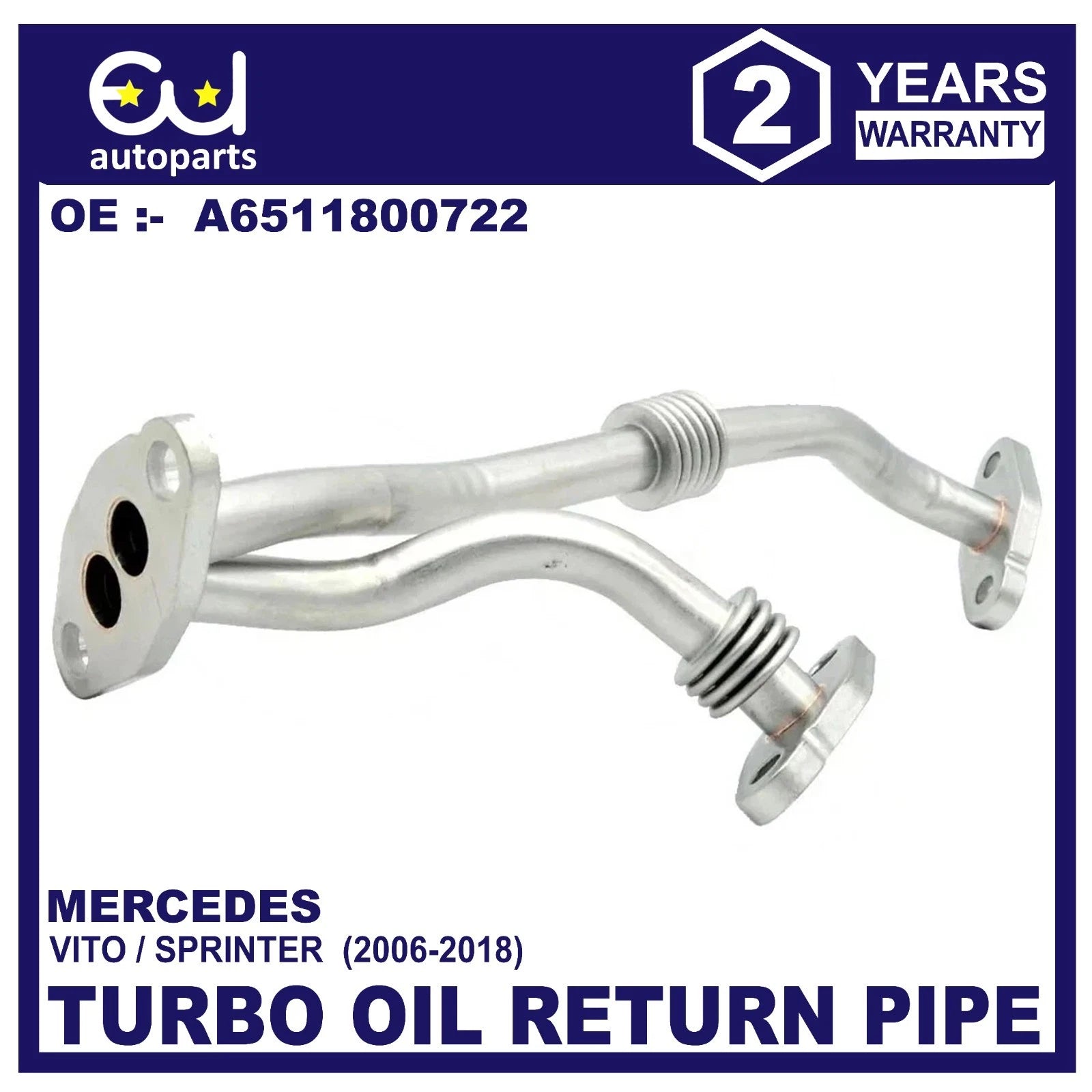 FOR MERCEDES VITO / SPRINTER OM651 TURBO OIL RETURN PIPE A6511800722 2006-2018