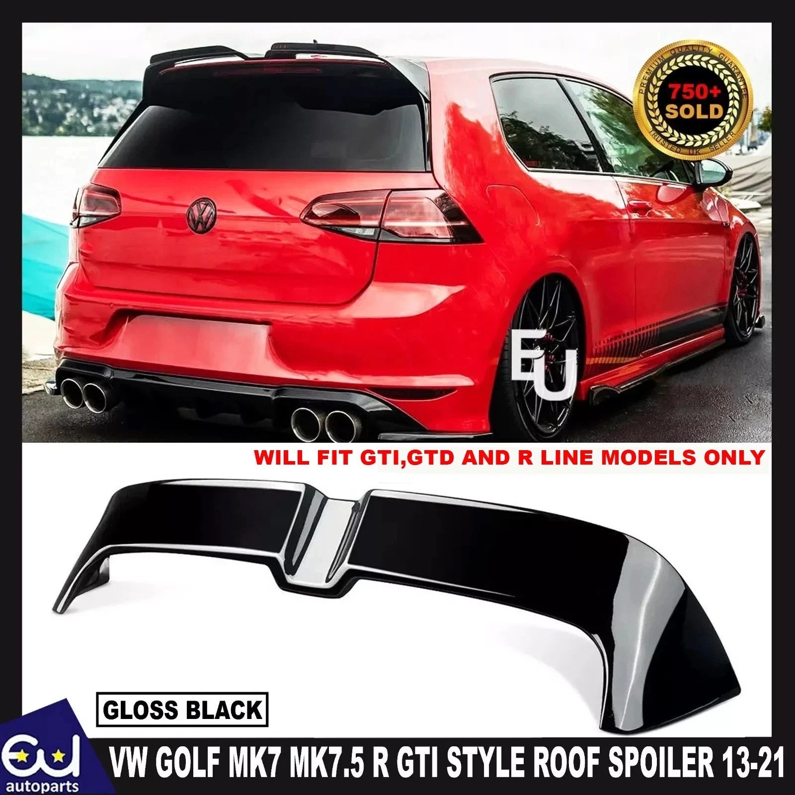 FOR VW GOLF MK7 MK7.5 R GTD GTI OETTINGER STYLE REAR ROOF BOOT SPOILER 13-21