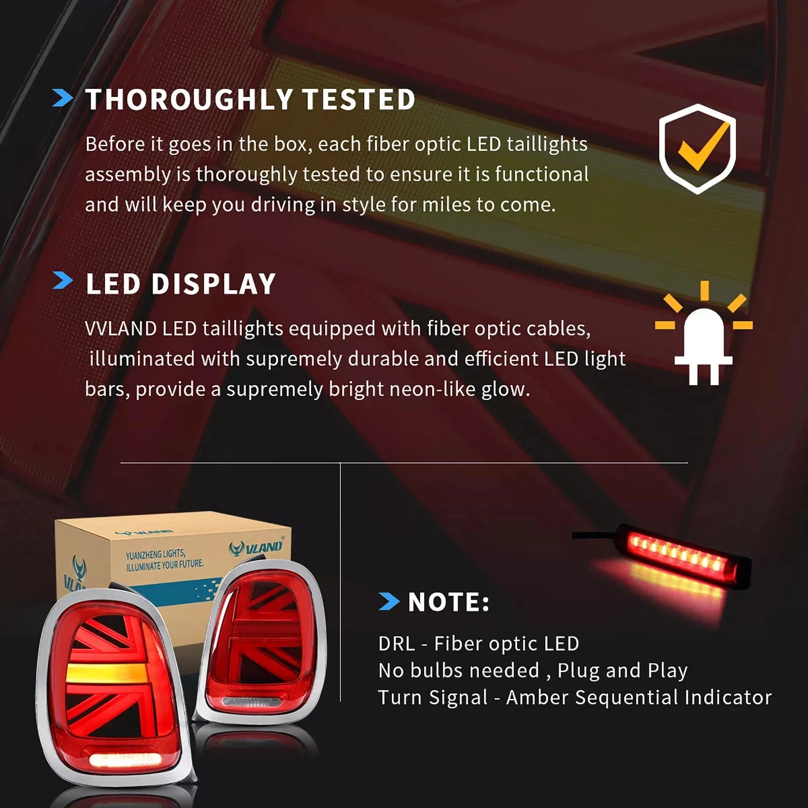 RED LED REAR LIGHTS FOR MINI COOPER F55 F56 F57 UNION JACK W/SEQUENTIAL 14-23