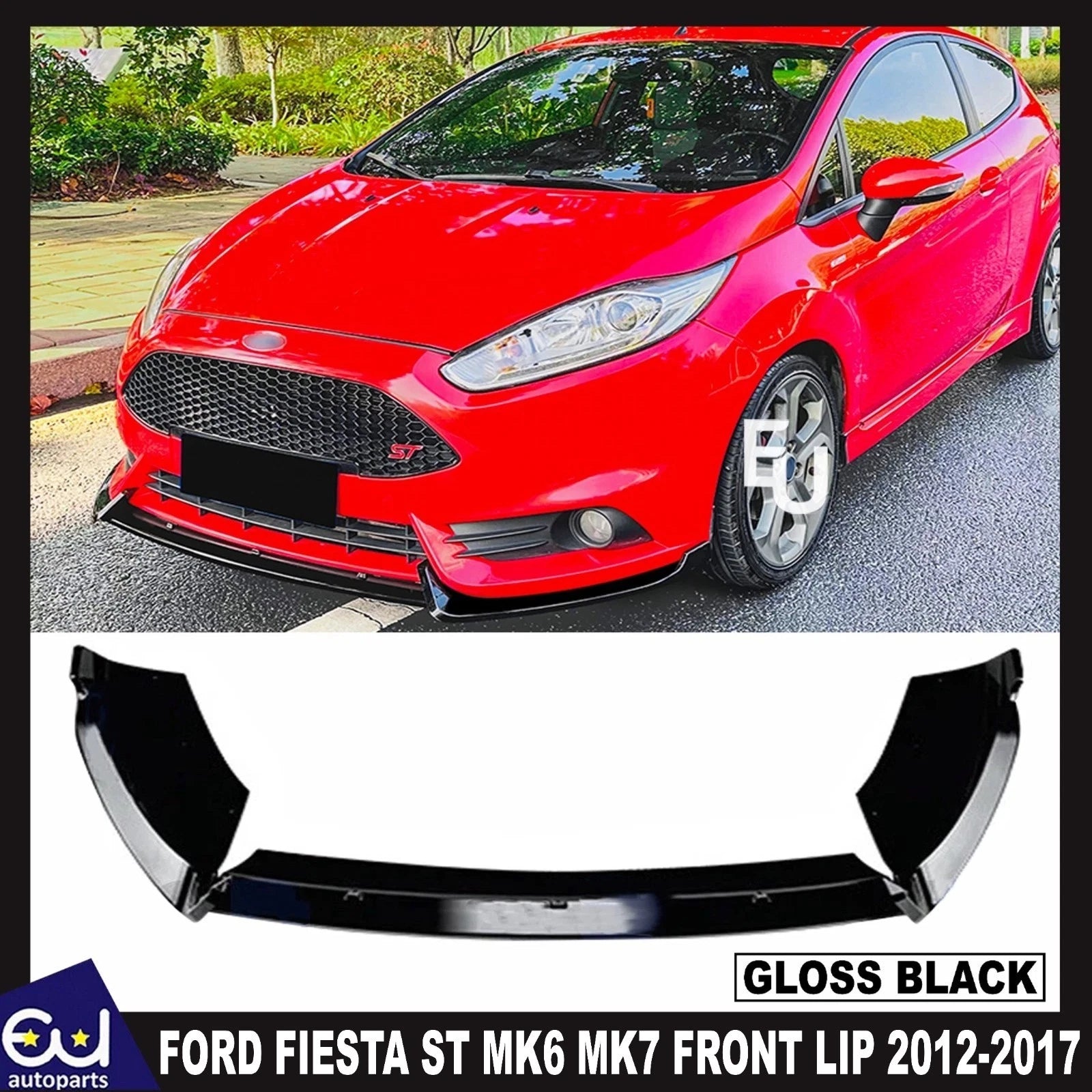 GLOSS BLACK FOR FORD FIESTA ST MK6 MK7 M7.5 FRONT BUMPER SPLITTER SPOILER 12-17