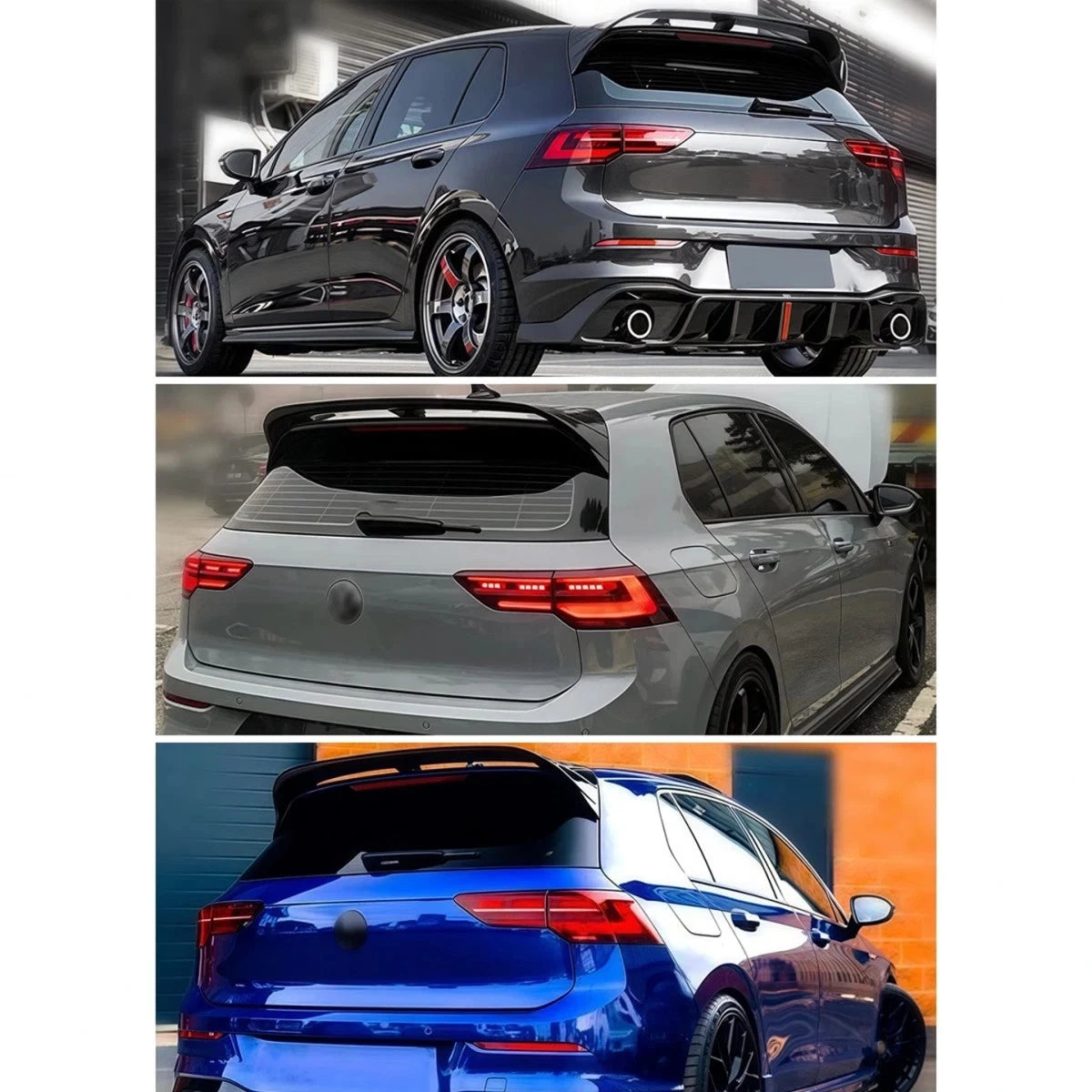 FOR VW GOLF MK8 R GTD GTI 2019+ CS CLUBSPORT STYLE REAR ROOF SPOILER GLOSS BLACK