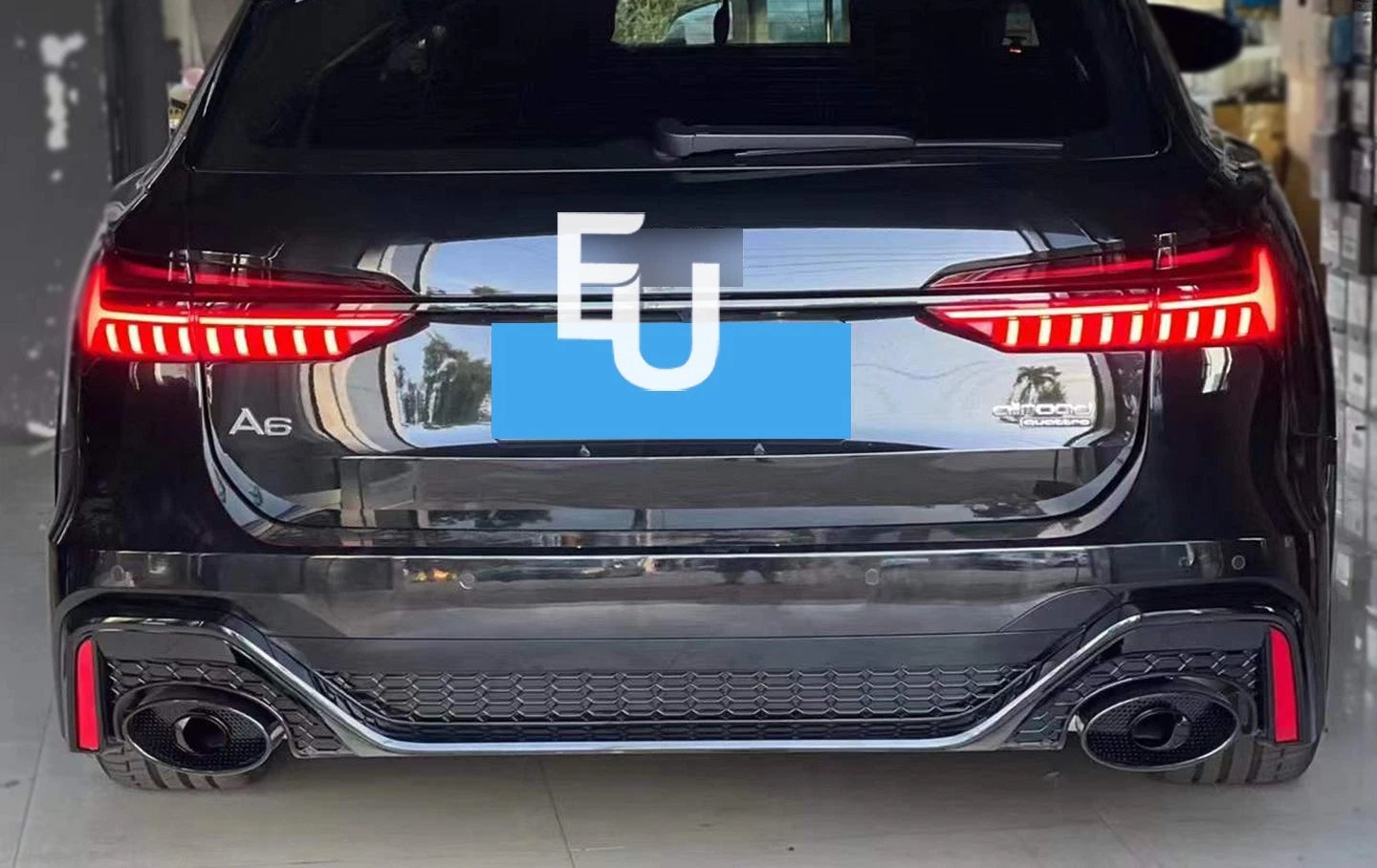 RS6 ABT CONVERSION REAR BUMPER DIFFUSER TAILPIPES FOR AUDI A6 S6 C8 AVANT 2018+