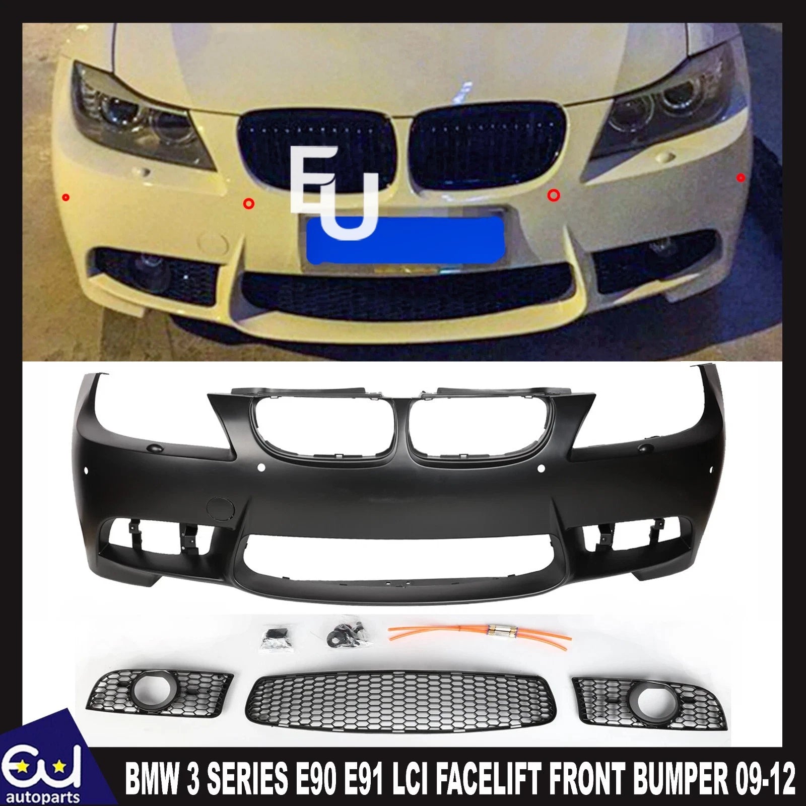 FOR BMW 3 SERIES E90 E91 LCI FACELIFT SALOON TOURING M3 STYLE FRONT BUMPER 09-12