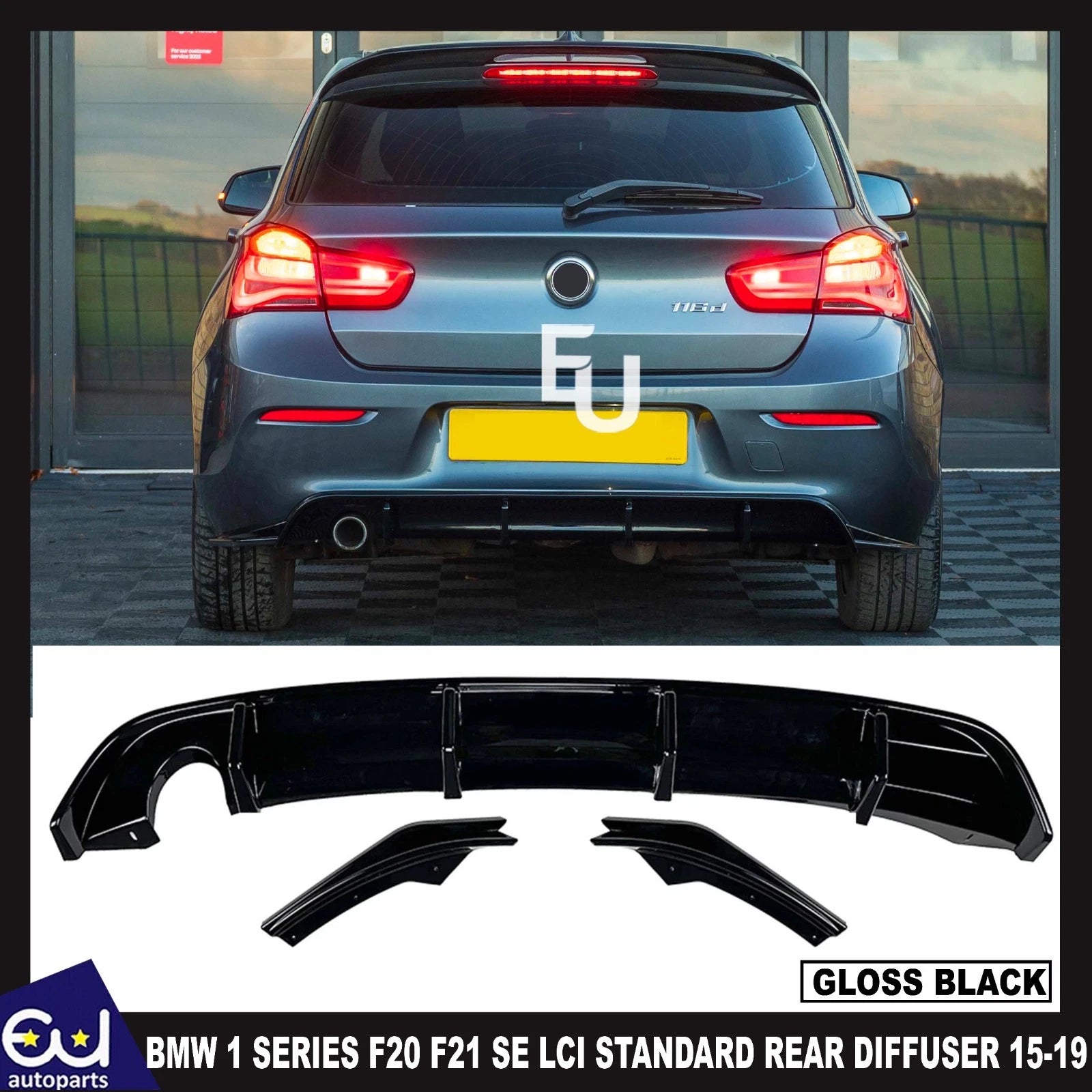 FOR BMW 1 SERIES F20 F21 SE LCI STANDARD REAR DIFFUSER LIP VALANCE BUMPER 15-19