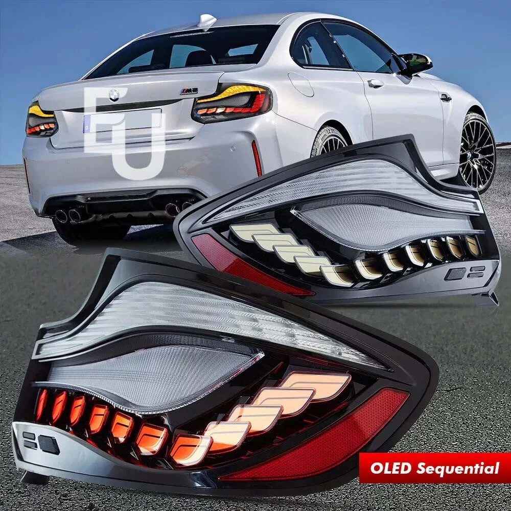 SMOKED OLED TAIL LIGHTS LAMP FOR BMW 2 SERIES 14-20 F22 F23 F87 M2 W/ANIMATION
