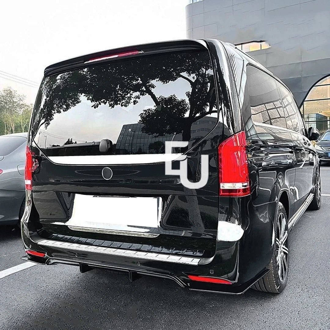 FOR MERCEDES V CLASS W447 AMG LINE REAR BUMPER DIFFUSER LIP GLOSS BLACK 2018-23