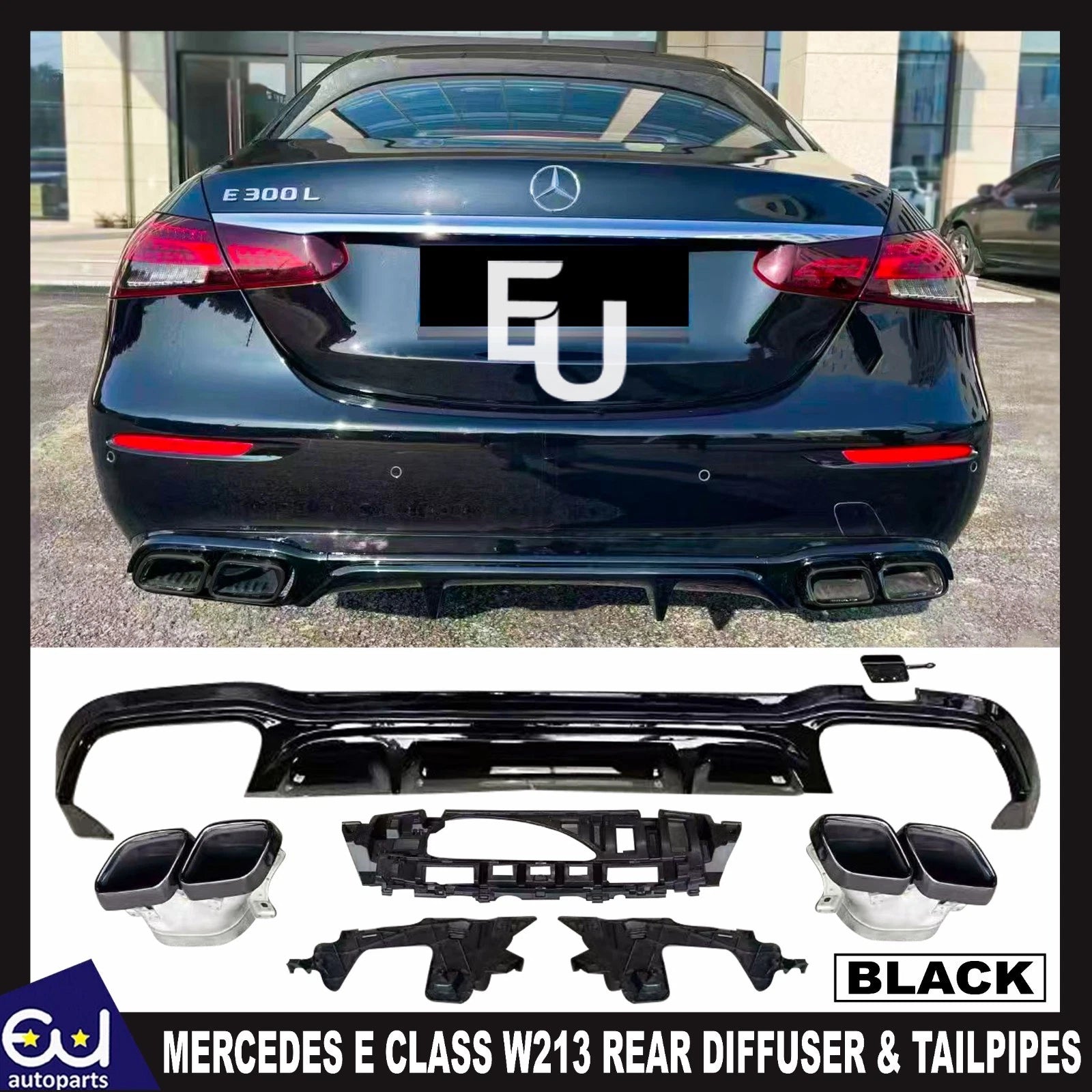 FOR MERCEDES E CLASS W213 REAR BUMPER DIFFUSER NORMAL SEDAN E63 LOOK TAILPIPES