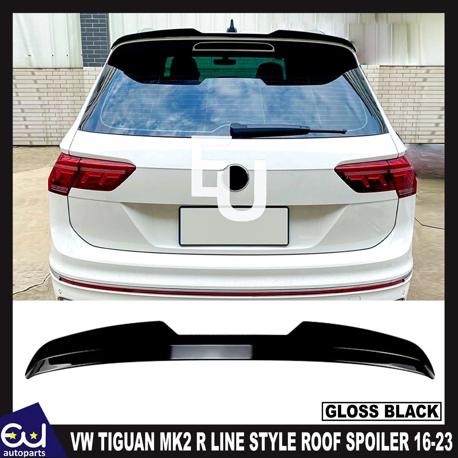FOR VW TIGUAN MK2 16-23 R LINE STYLE REAR BOOT ROOF SPOILER WING LIP GLOSS BLACK