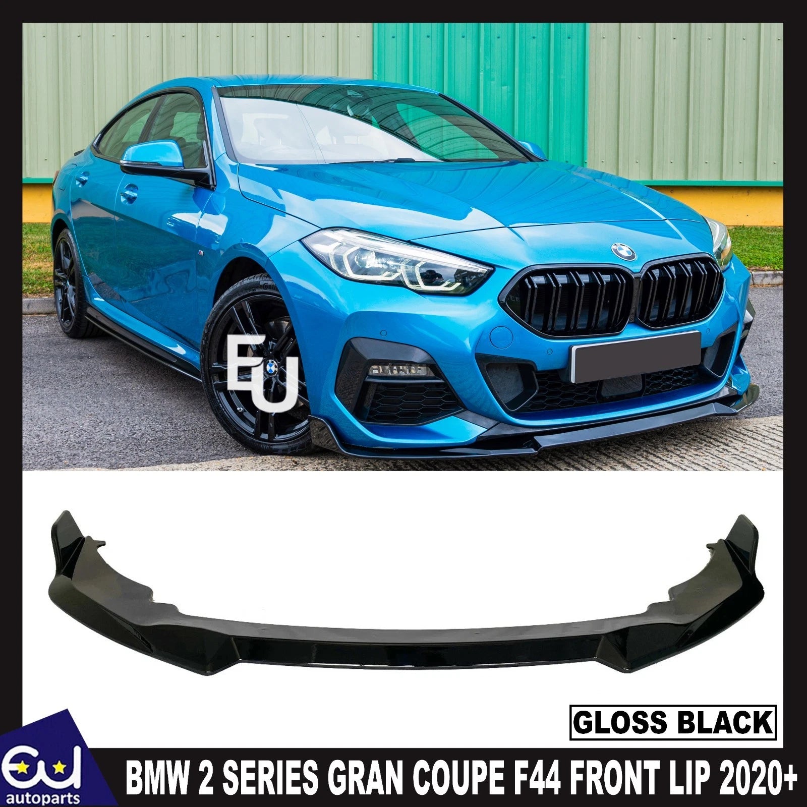 FOR BMW 2 SERIES GRAN COUPE F44 FRONT LIP SPLITTER GLOSS BLACK 2020+