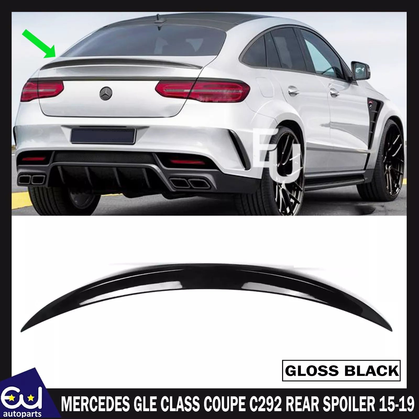 REAR BOOT SPOILER FOR MERCEDES GLE CLASS COUPE C292 GLE63 AMG STYLE 15-19 BLACK
