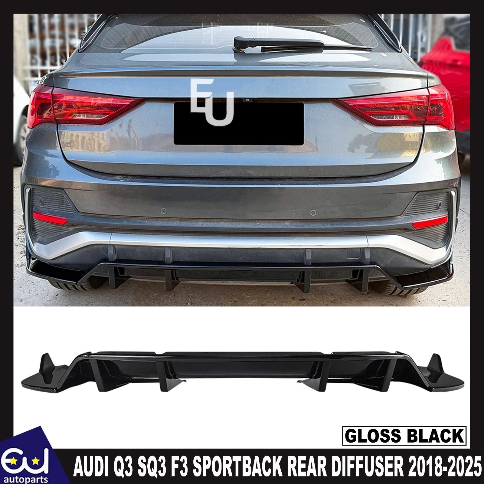 FOR AUDI Q3 SQ3 F3 SPORTBACK REAR BUMPER DIFFUSER SPLITTER LIP 2018-2025