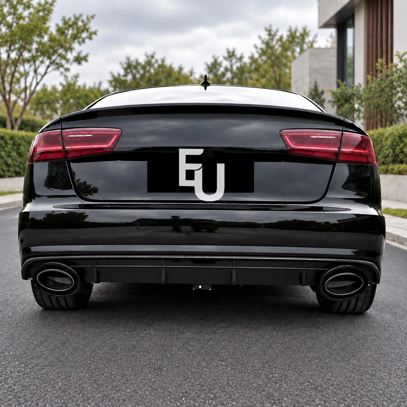 FOR AUDI A6 C7 SE STANDARD RS6 LOOK GLOSS REAR BUMPER DIFFUSER TAILPIPE 11-14