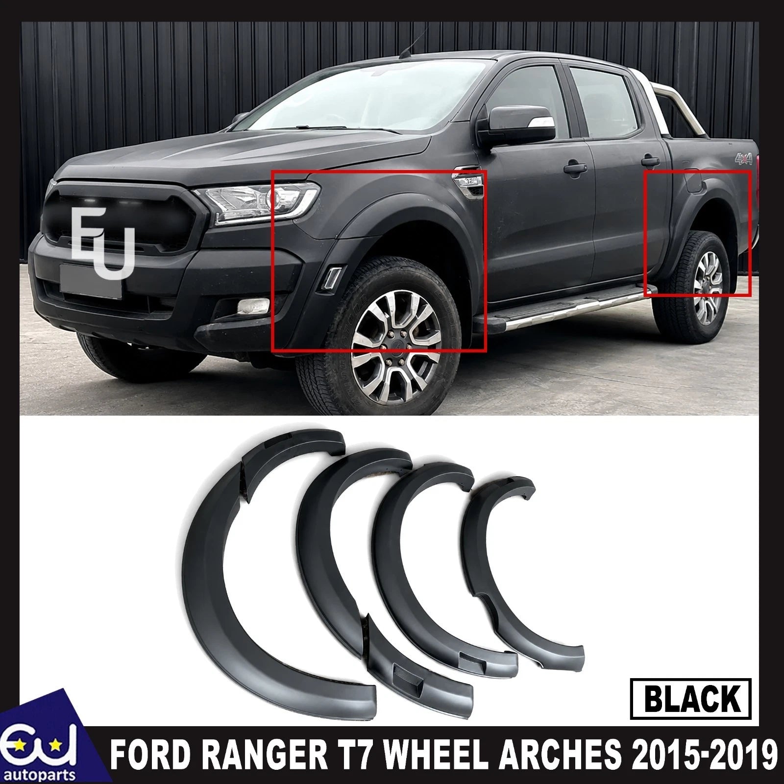 T9 2023+ RAPTOR LOOK WIDE WHEEL ARCH FENDER FLARE FOR FORD RANGER T7 2015-2019