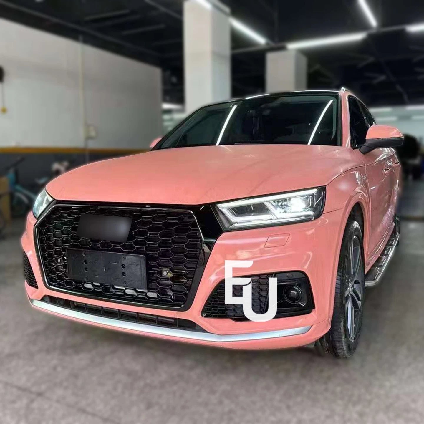 'RSQ5 STYLE' FRONT BUMPER HONEYCOMB GRILLE GLOSS BLACK FOR AUDI Q5 SQ5 FY 17-20