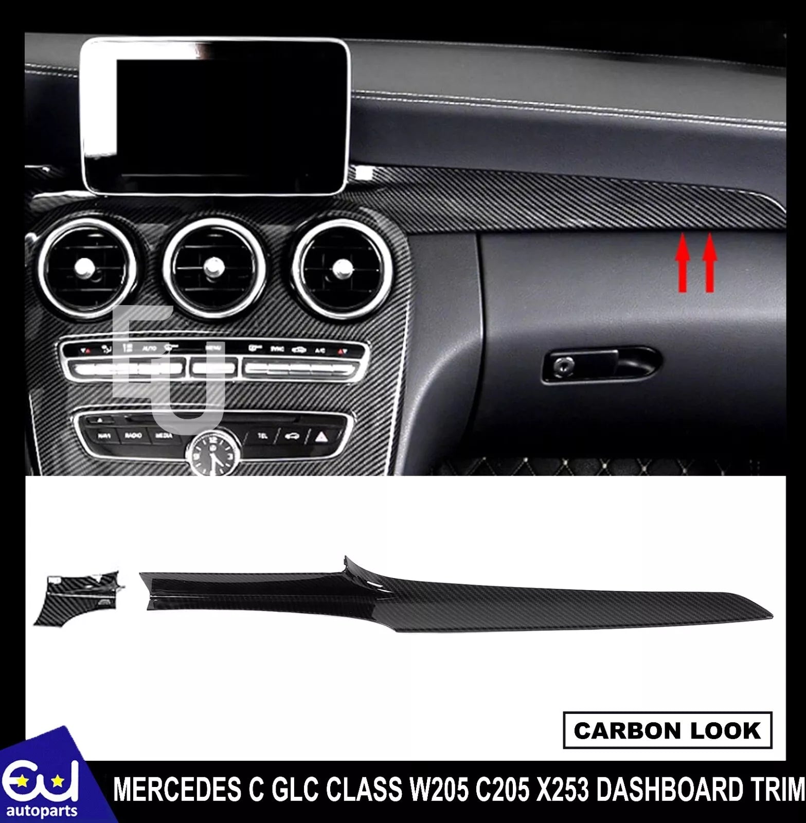 FOR MERCEDES C GLC CLASS W205 C205 X253 DASHBOARD TRIM LEFT CARBON PANEL COVER