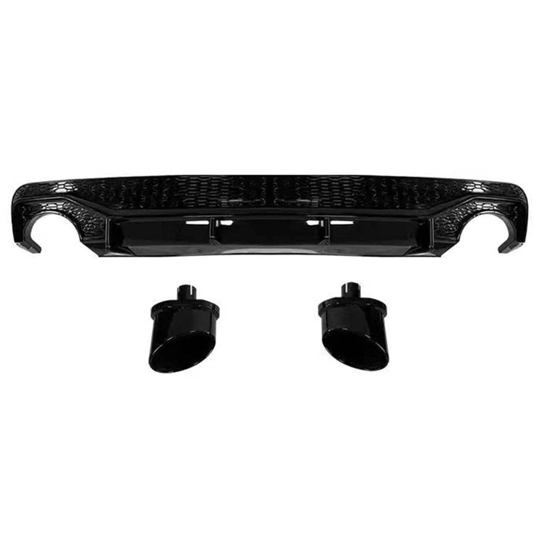 REAR DIFFUSER SQ5 LOOK GLOSS BLACK QUAD EXHAUST TAILPIPE FOR AUDI Q5 S-T 2018-24