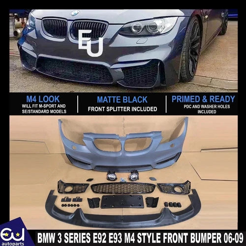 M4 STYLE FRONT BUMPER SPLITTER CONVERSION KIT FOR BMW 3 SERIES E92 E93 2006-2009