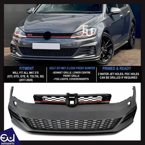 GTI CONVERSION FRONT BUMPER BODYKIT FOR GOLF MK7.5 2017-2020 FITS GTD TDI TSI SE