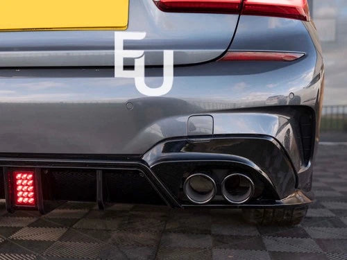 FOR BMW 3 SERIES G20 G21 M SPORT GLOSS BLACK REAR DIFFUSER WITH LED 2018-2021