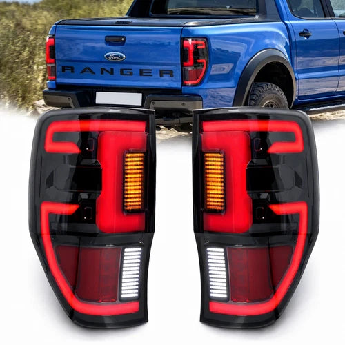 2X LED SMOKED REAR TAIL LIGHT LAMP FOR FORD RANGER T7 PX MK1 MK2 PAIR 12-21