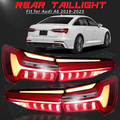 4PCS LED DYNAMIC INNER OUTER REAR TAIL LIGHT BRAKE LAMP FOR AUDI A6 C8 2019-2025